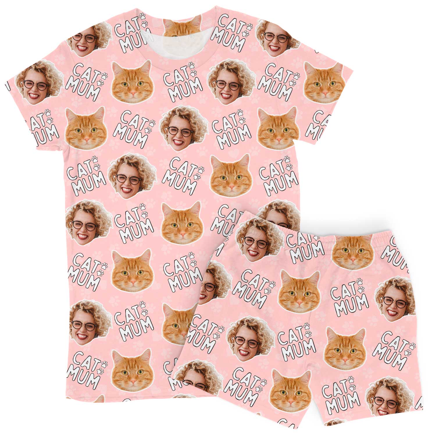 Women's Cat Mum Personalised PJs - Shorts Set