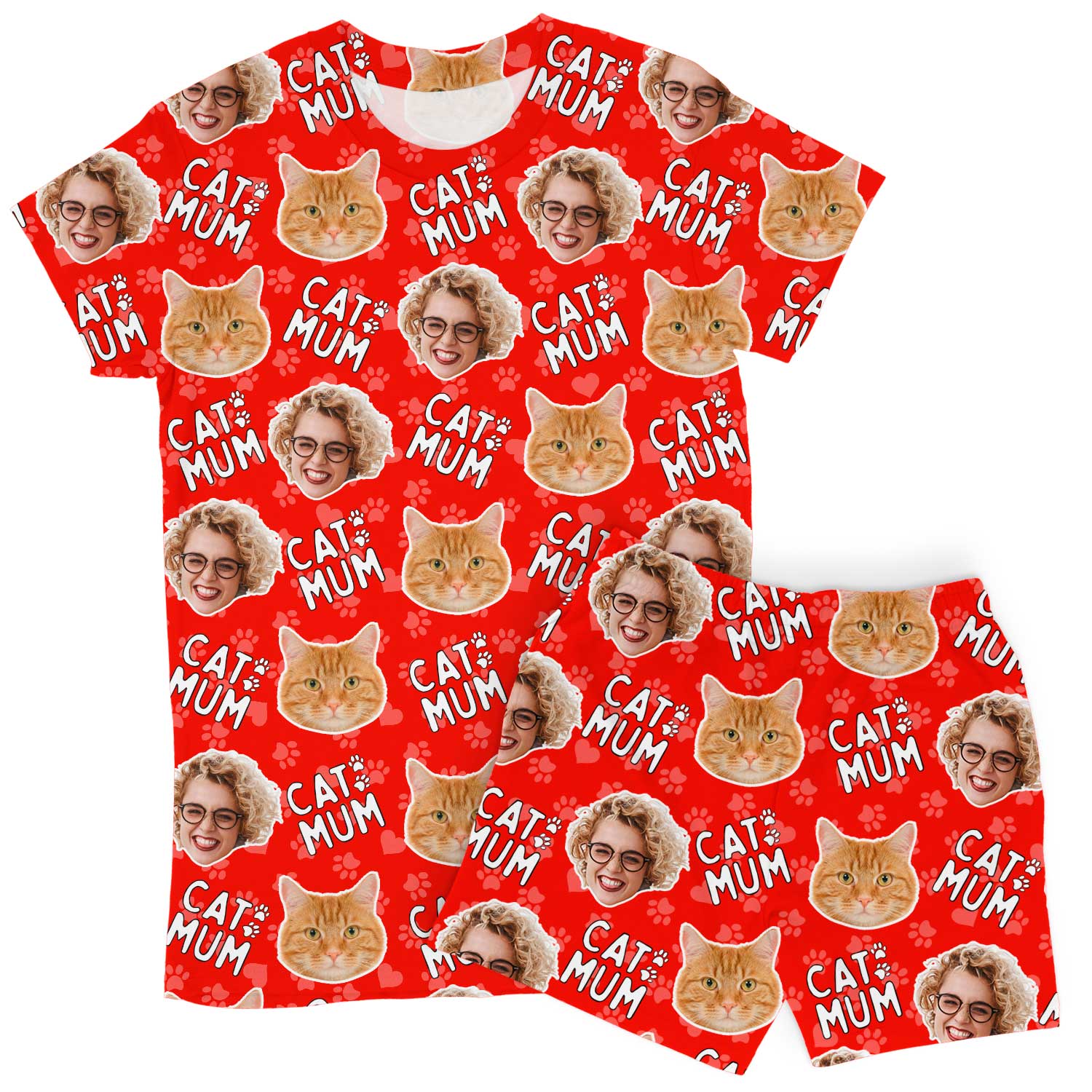 Women's Cat Mum Personalised PJs - Shorts Set