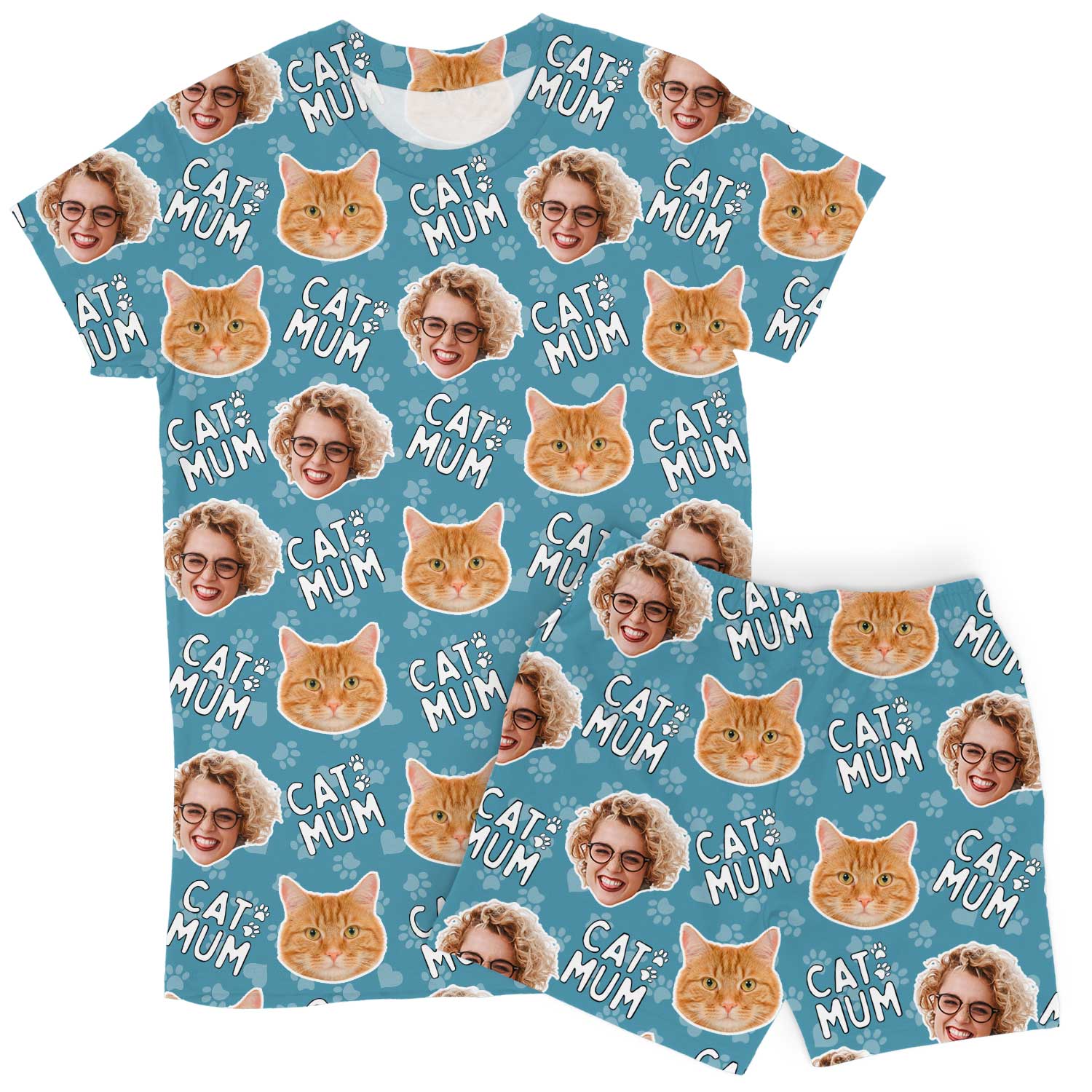 Women's Cat Mum Personalised PJs - Shorts Set
