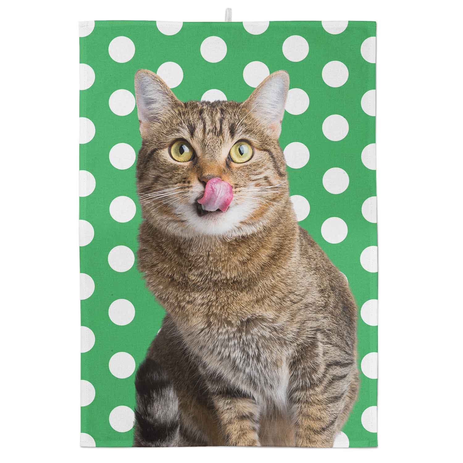 Your Cat Spots Pattern Personalised Tea Towel