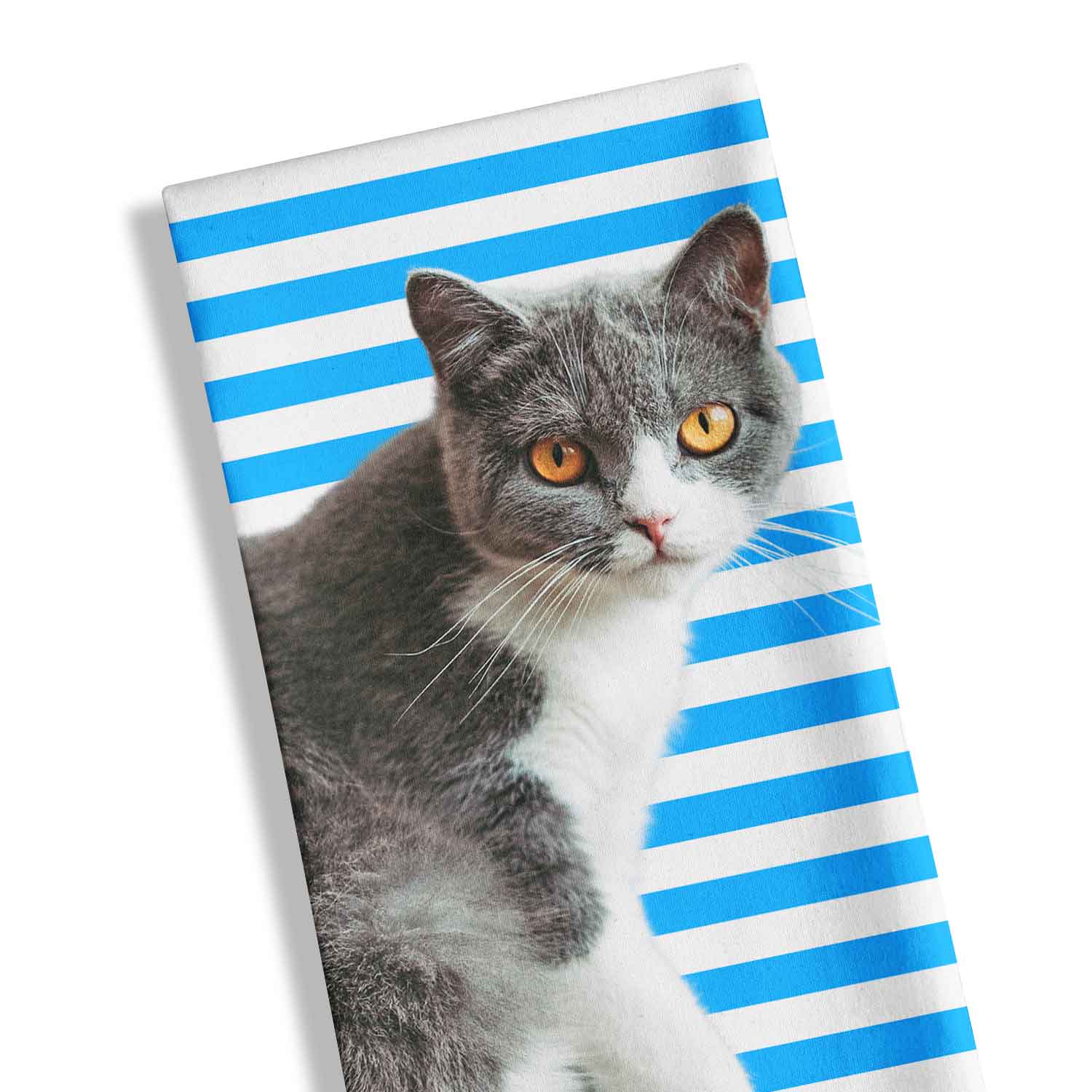 Your Cat Stripe Pattern Personalised Tea Towel