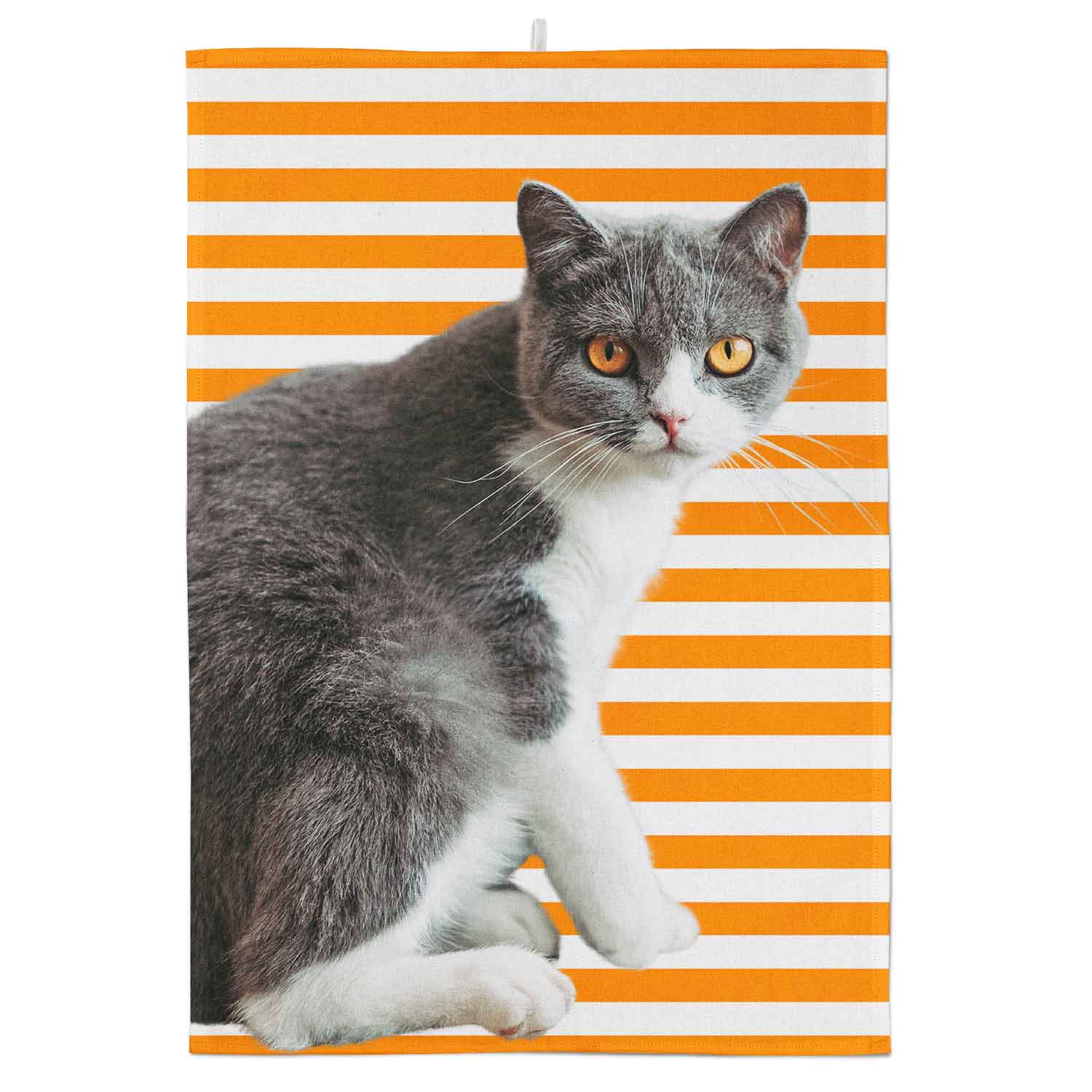 Your Cat Stripe Pattern Personalised Tea Towel