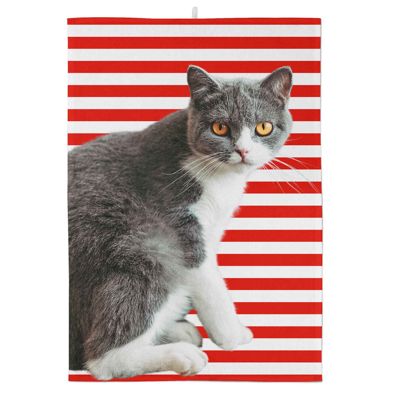 Your Cat Stripe Pattern Personalised Tea Towel