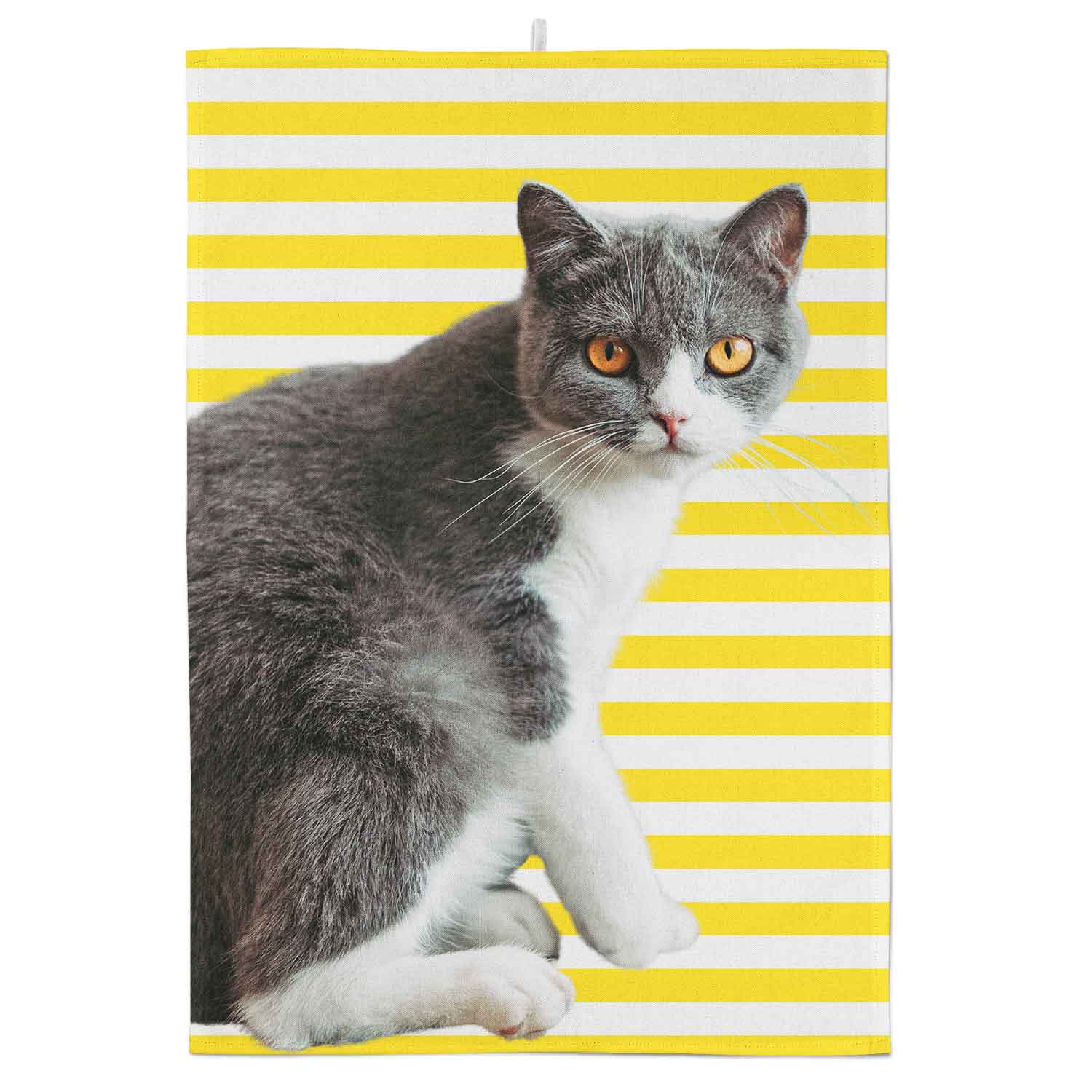 Your Cat Stripe Pattern Personalised Tea Towel