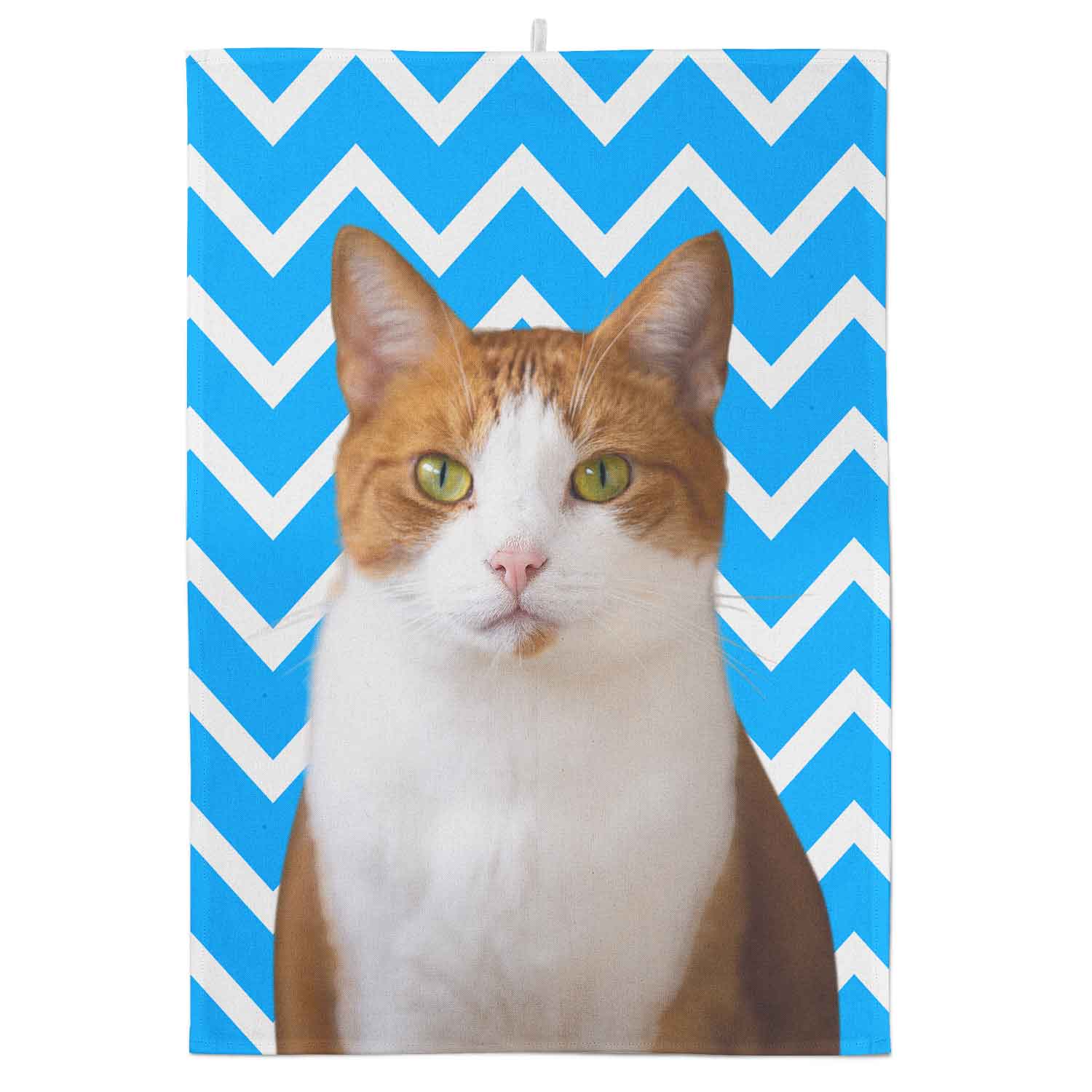 Your Cat Zig Zag Pattern Personalised Tea Towel