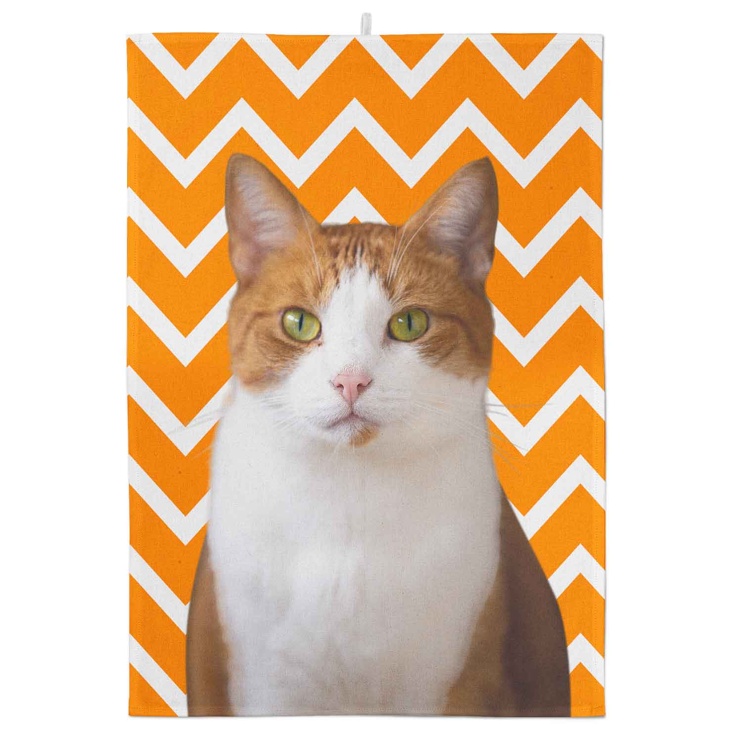 Your Cat Zig Zag Pattern Personalised Tea Towel