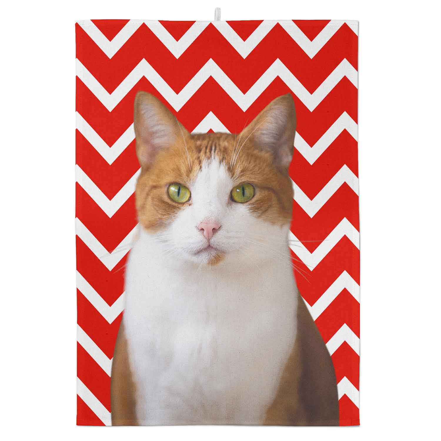 Your Cat Zig Zag Pattern Personalised Tea Towel