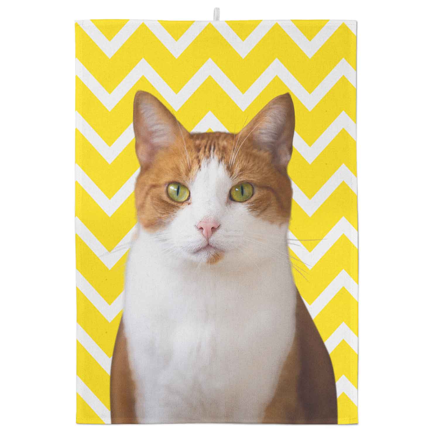 Your Cat Zig Zag Pattern Personalised Tea Towel