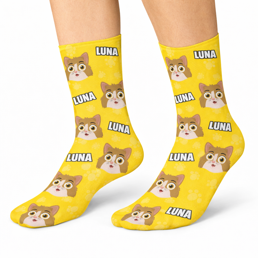 Your Cartoon Cat Personalised Socks