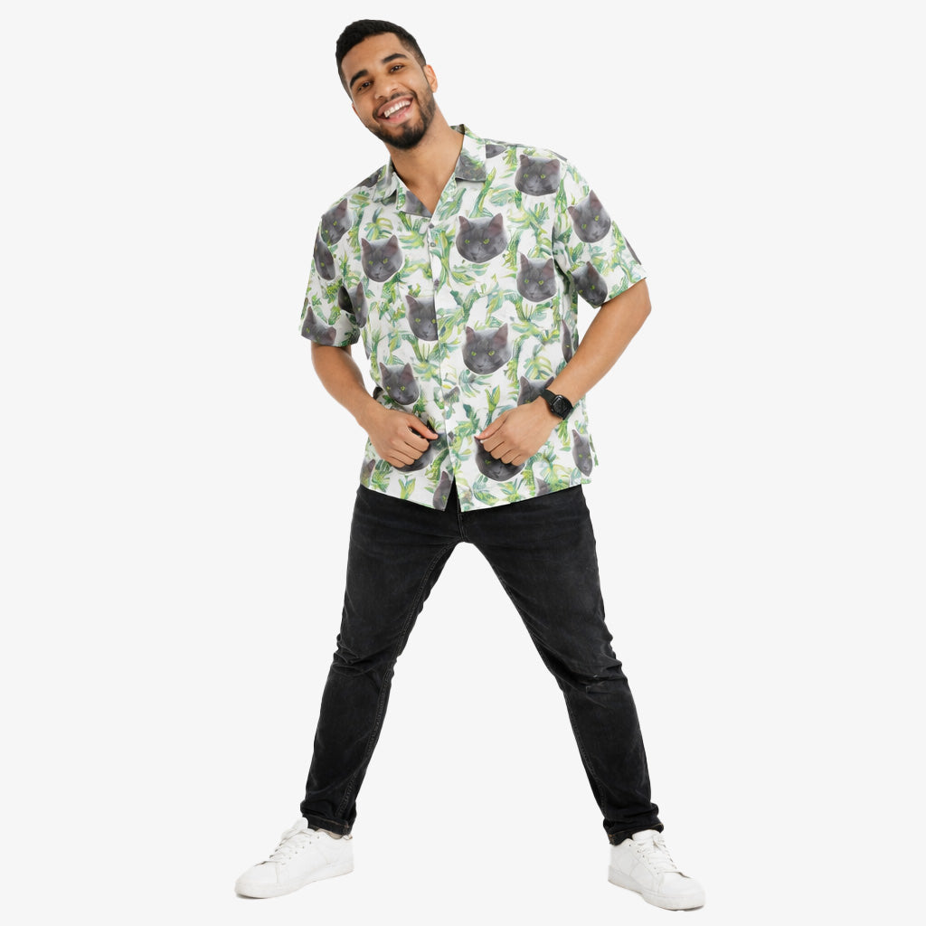 Your Cat Tropical Leaf Custom Hawaiian Shirt