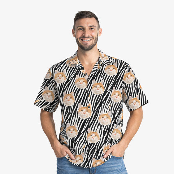 Your Cat Zebra Print Custom Hawaiian Shirt
