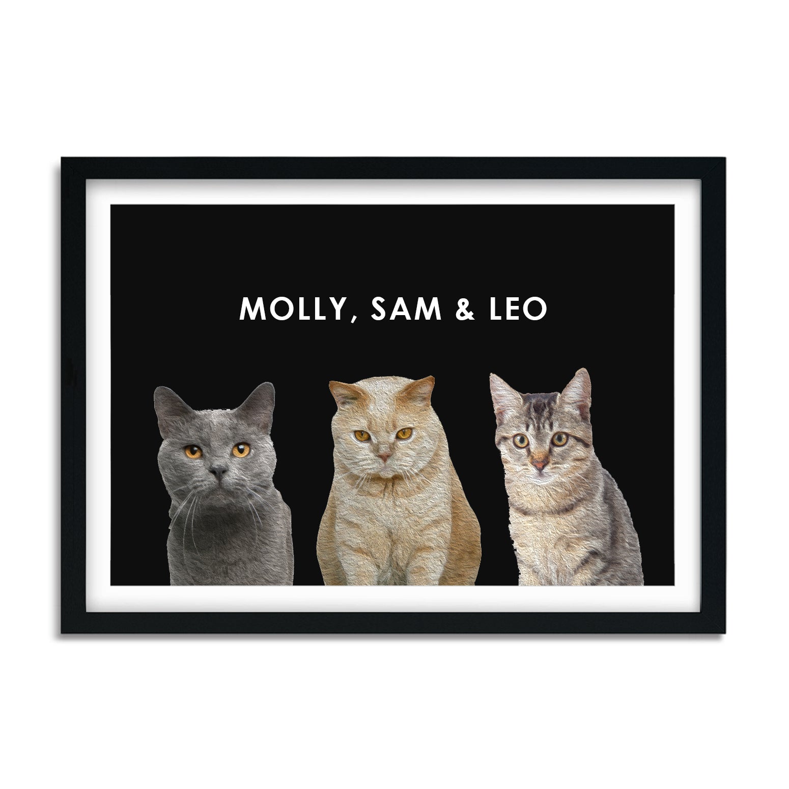 Custom 2 or 3 Cats Portrait