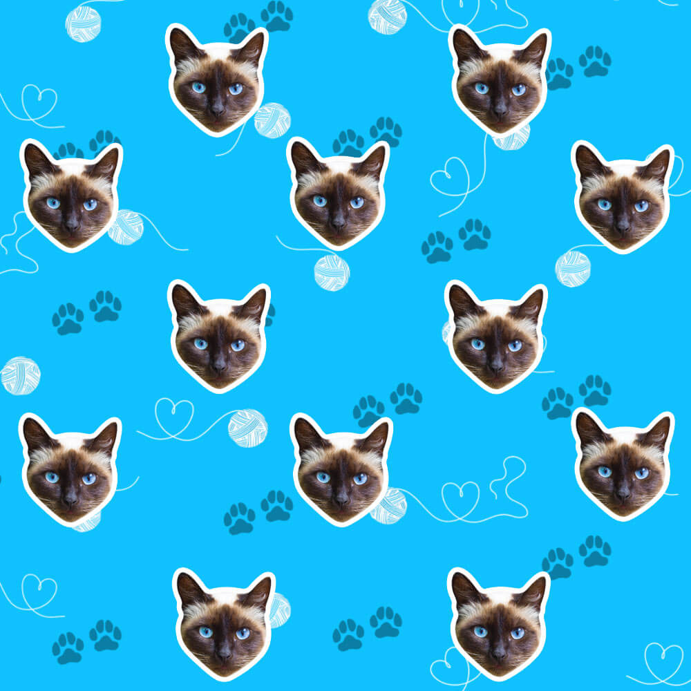 Your Cat Pawprints & Hearts Wrapping Paper