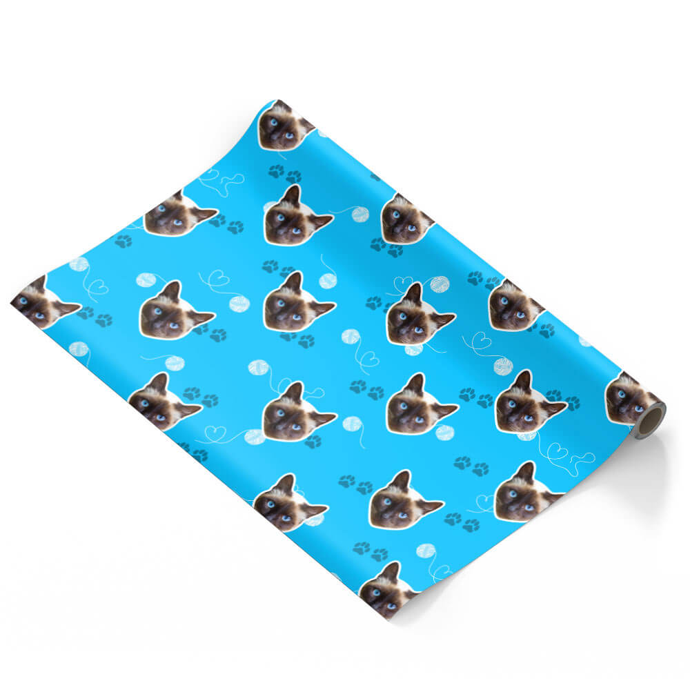 Your Cat Pawprints & Hearts Wrapping Paper