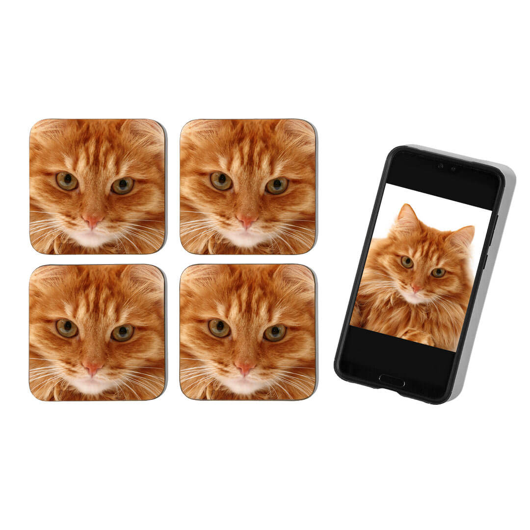 Cat Face Personalised Coasters