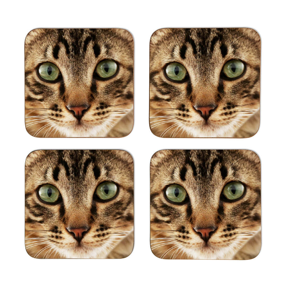 Cat Face Personalised Coasters