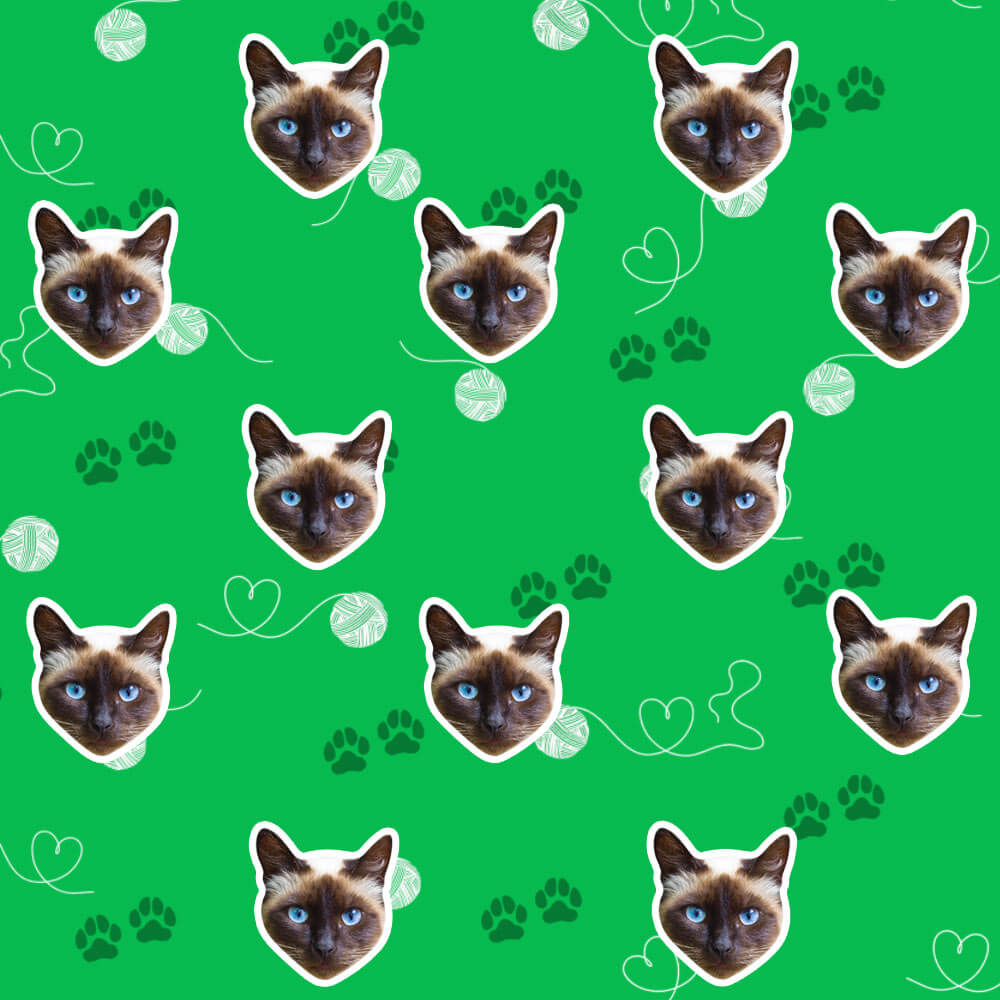 Your Cat Pawprints & Hearts Wrapping Paper