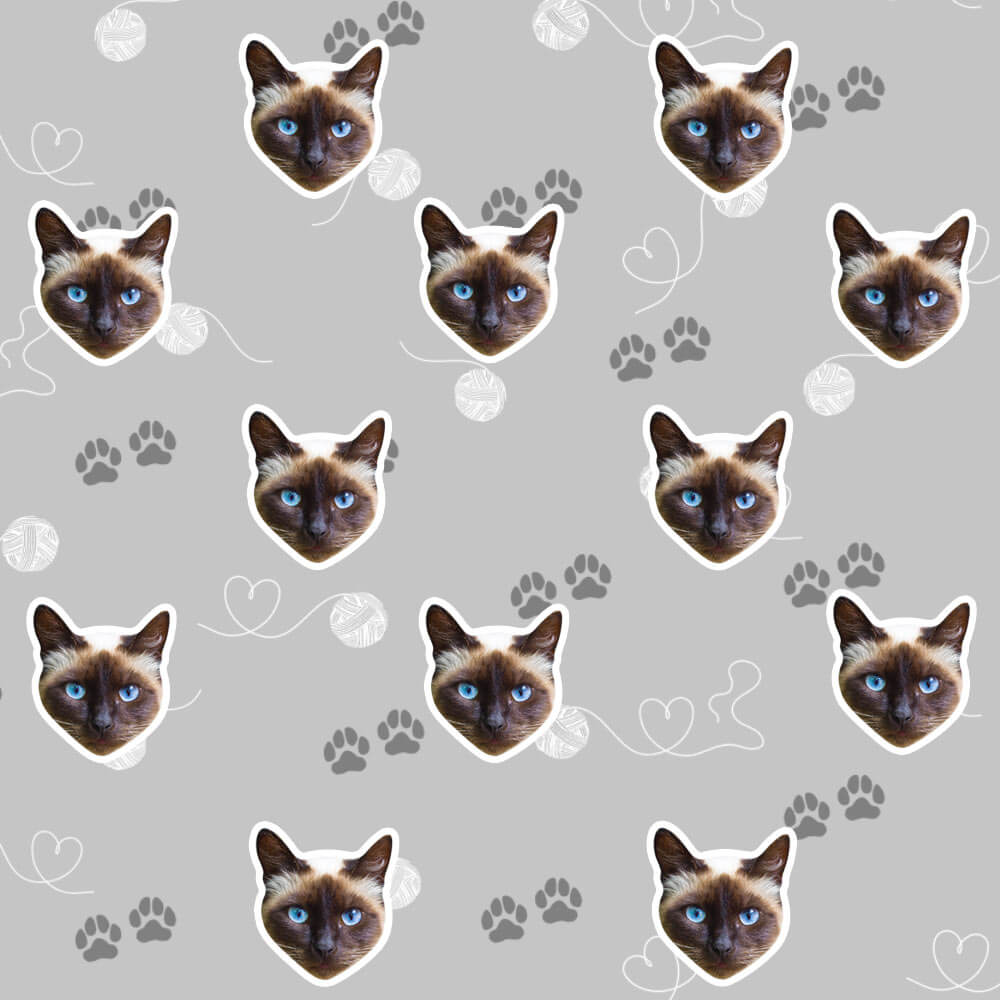 Your Cat Pawprints & Hearts Wrapping Paper