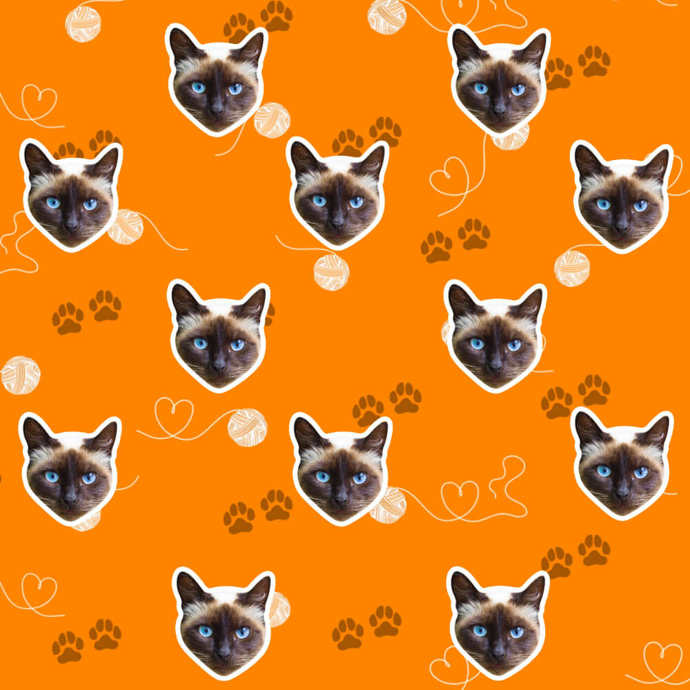 Your Cat Pawprints & Hearts Wrapping Paper