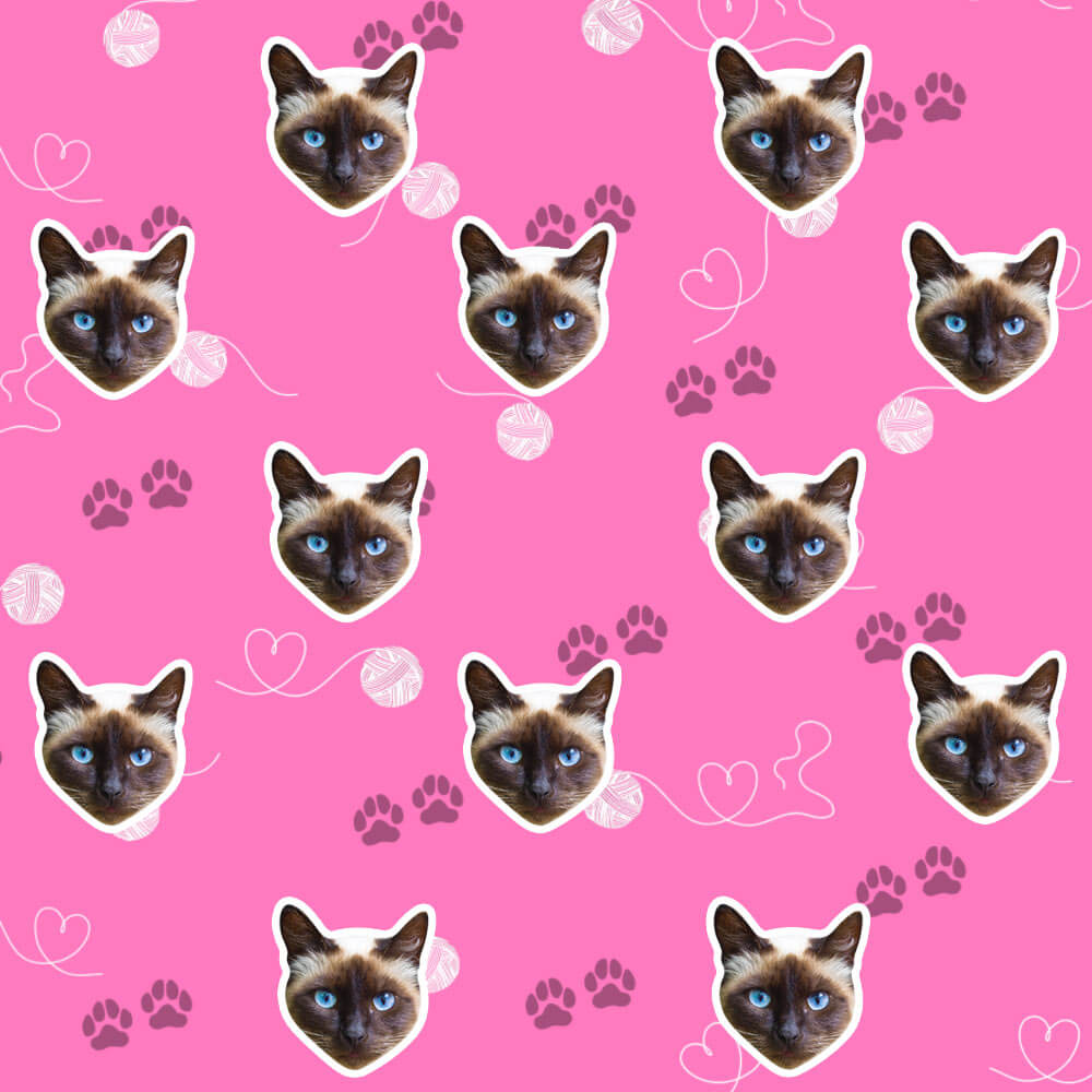 Your Cat Pawprints & Hearts Wrapping Paper