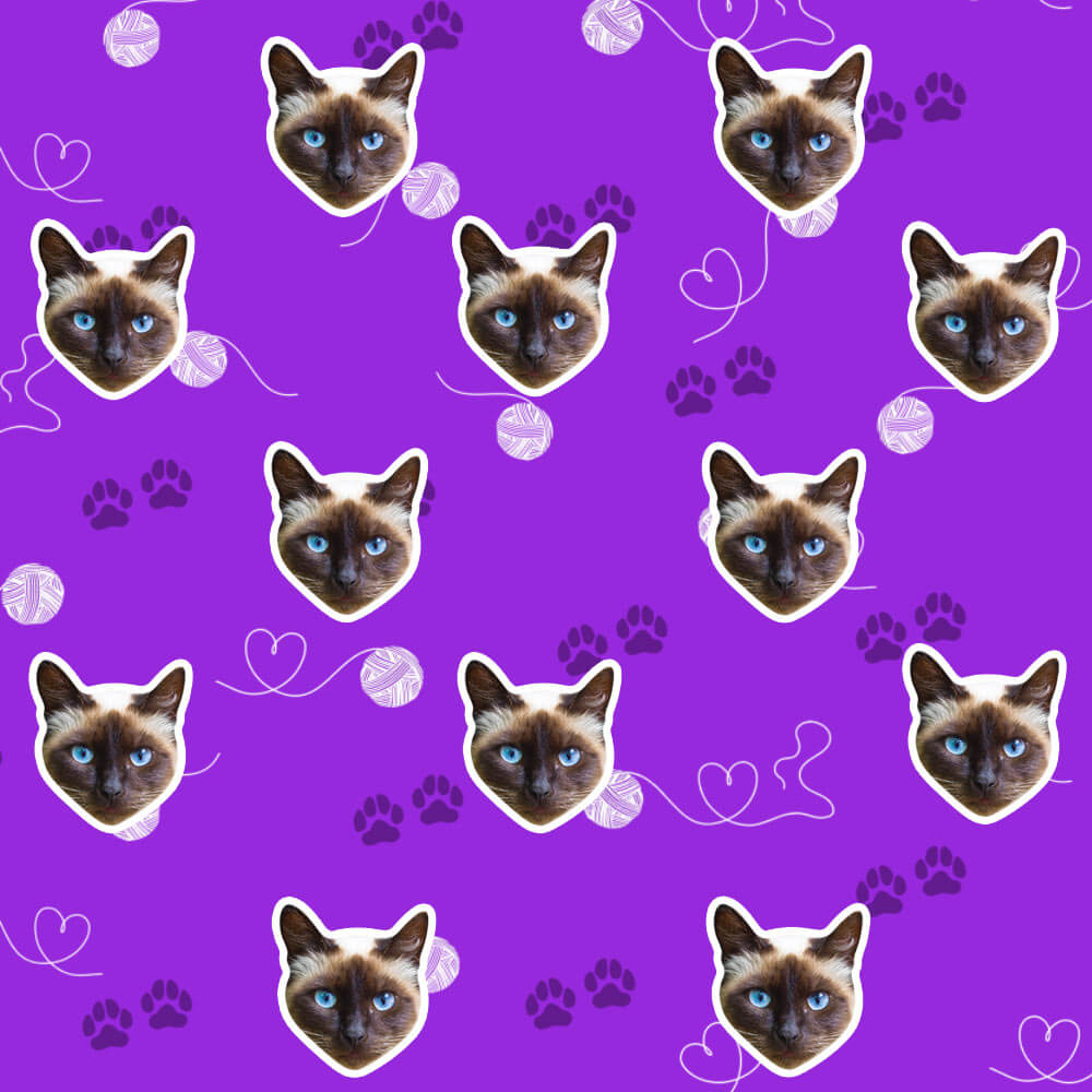 Your Cat Pawprints & Hearts Wrapping Paper