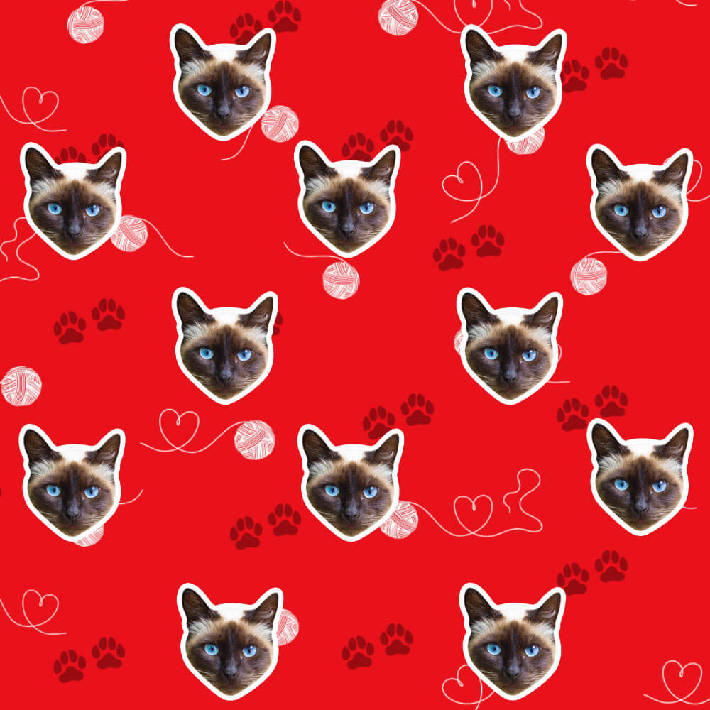 Your Cat Pawprints & Hearts Wrapping Paper