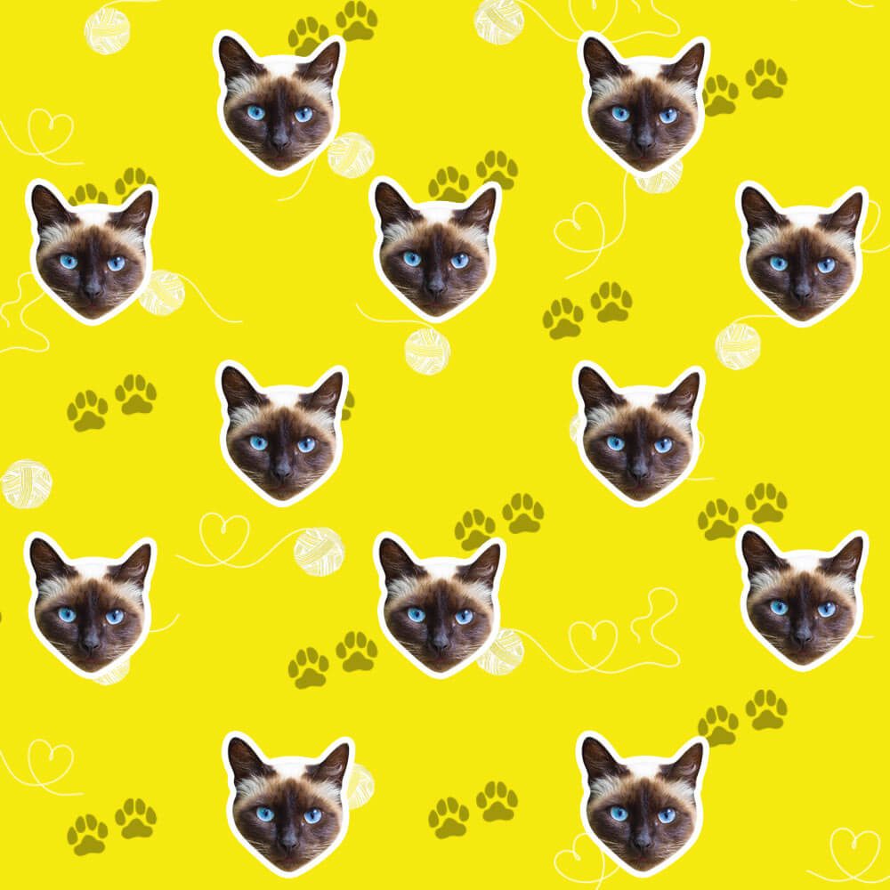 Your Cat Pawprints & Hearts Wrapping Paper