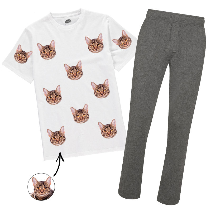 Men's Cat Pyjamas - Red Tartan Trouser Set