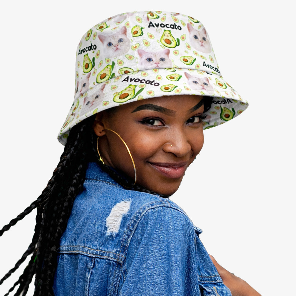 Avocato Funny Cat Faces Custom Bucket Hat