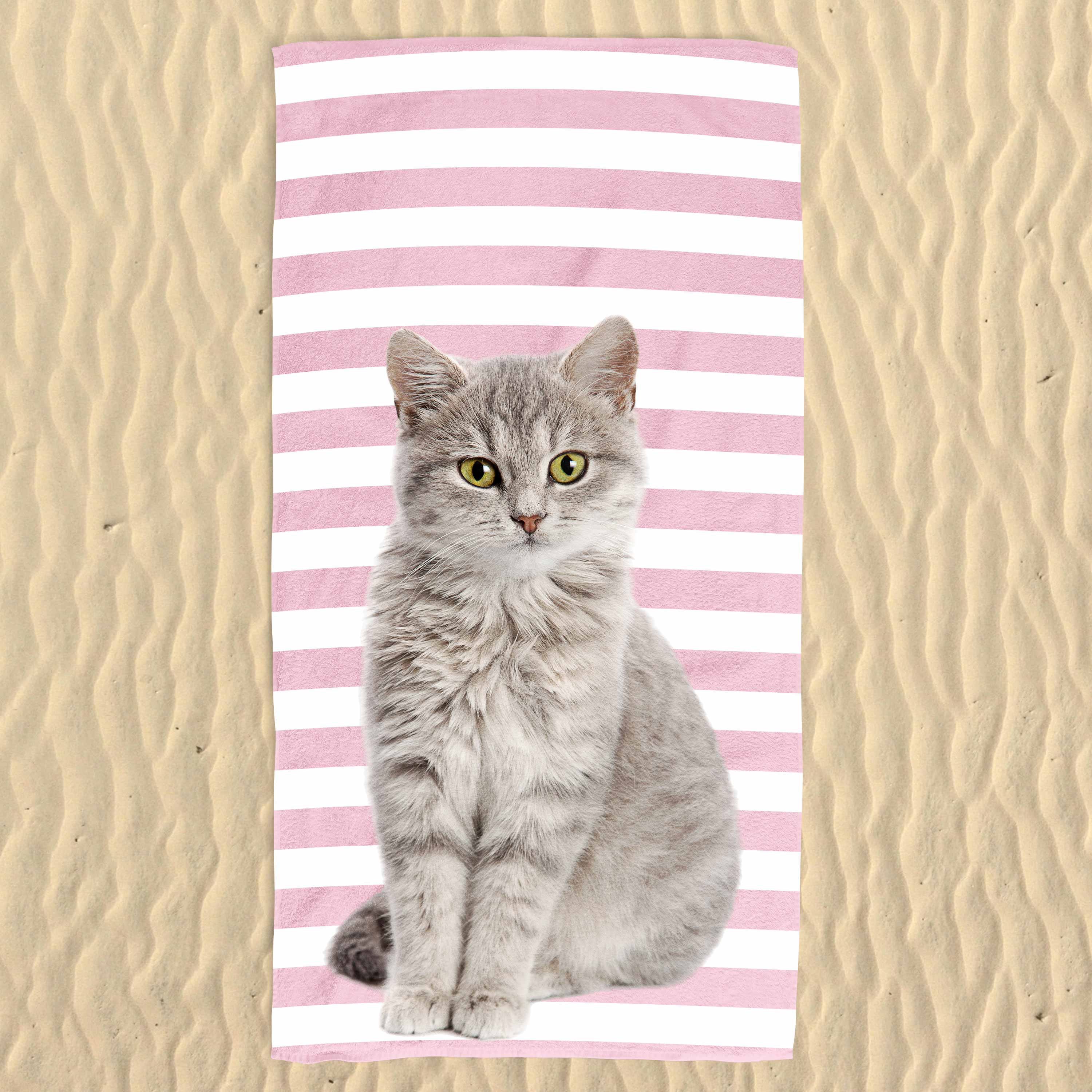 Your Cat Stripe Pattern Beach Towel
