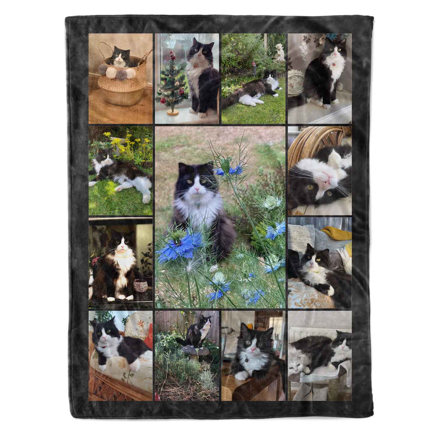 Photo Collage Personalised Cat Blanket With 13 Images