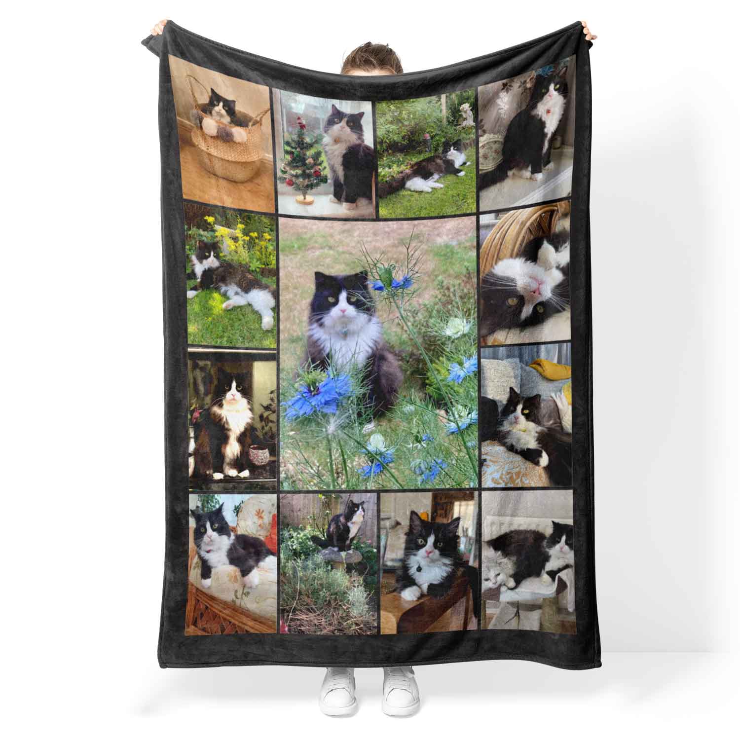 Photo Collage Personalised Cat Blanket With 13 Images