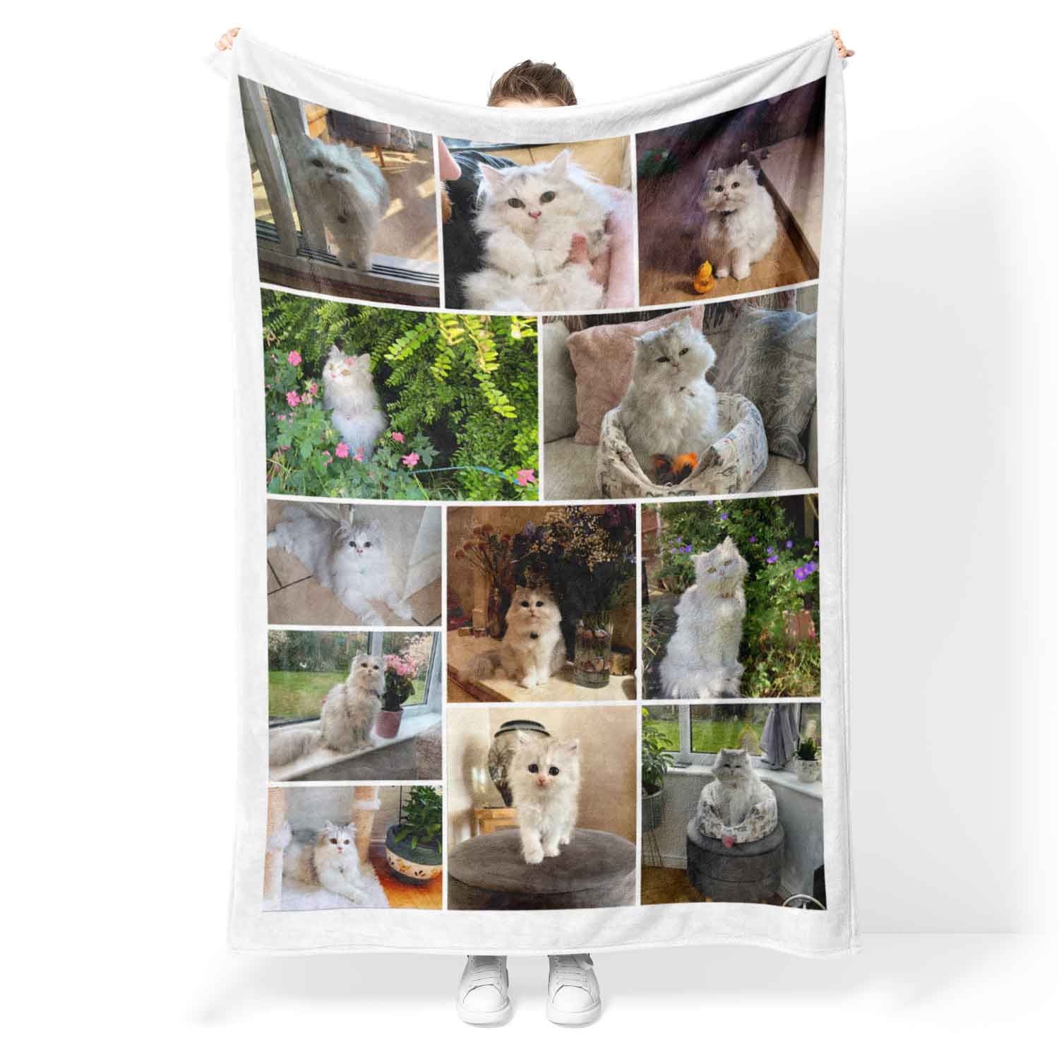 Photo Collage Personalised Cat Blanket With 12 Images