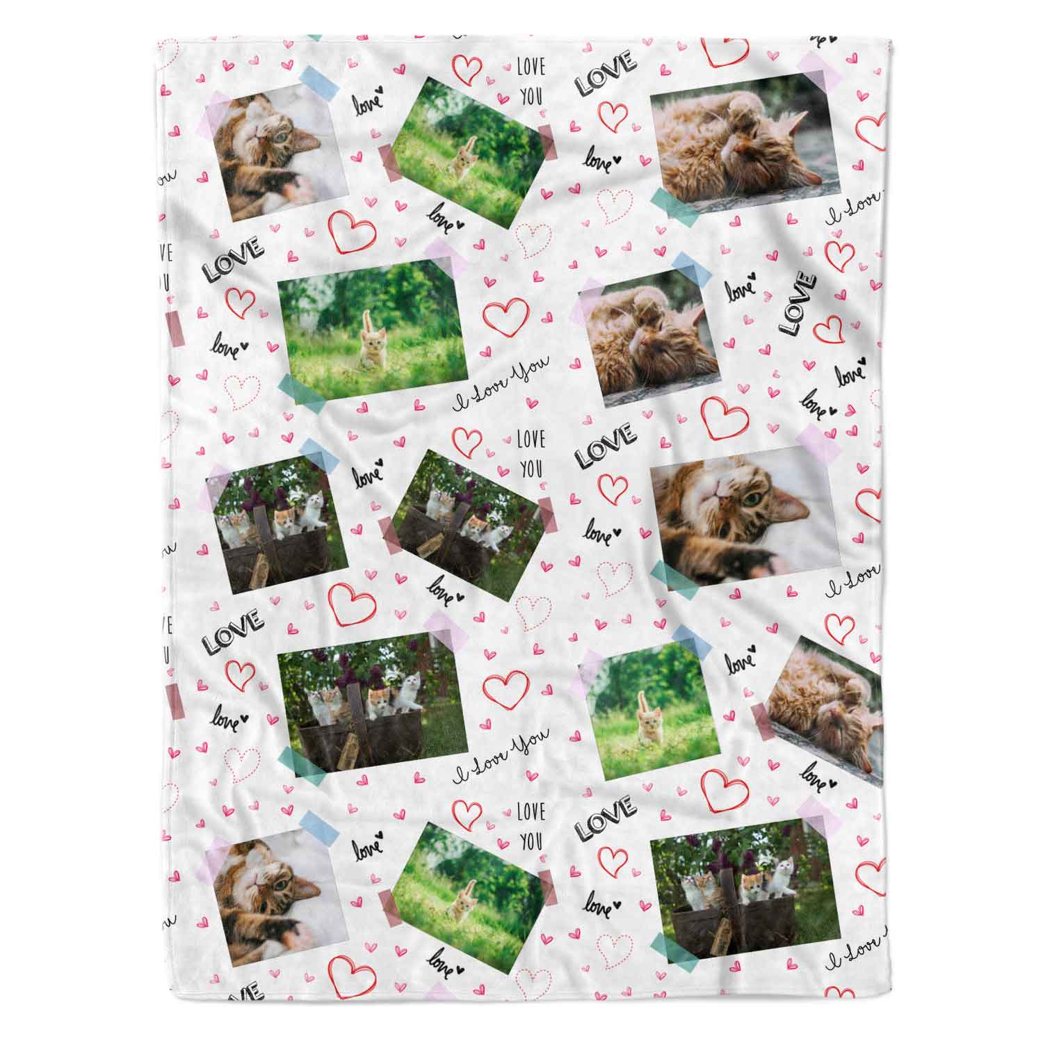 Love Scrap Book Collage Personalised Cat Blanket