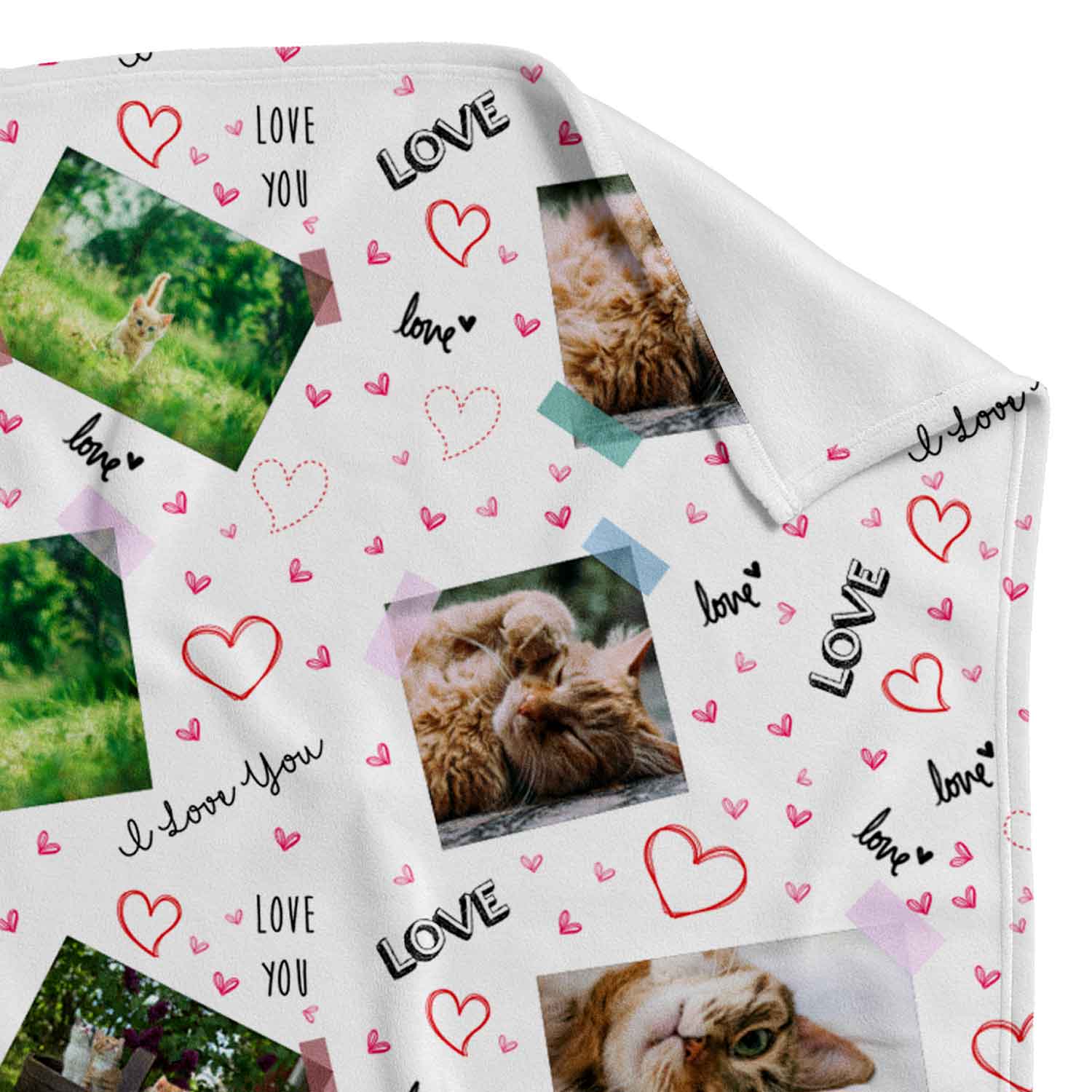 Love Scrap Book Collage Personalised Cat Blanket