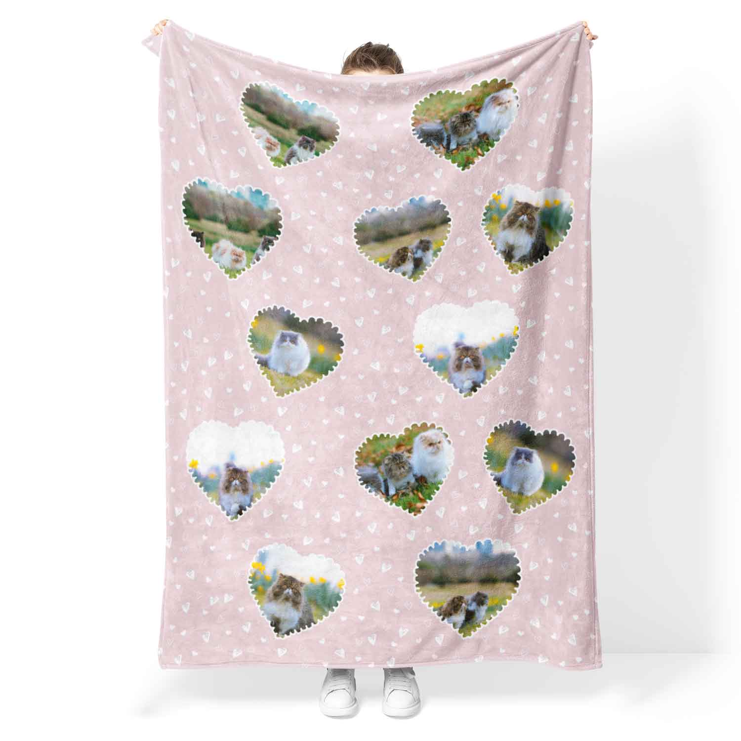 Lace Heart Collage Personalised Cat Blanket