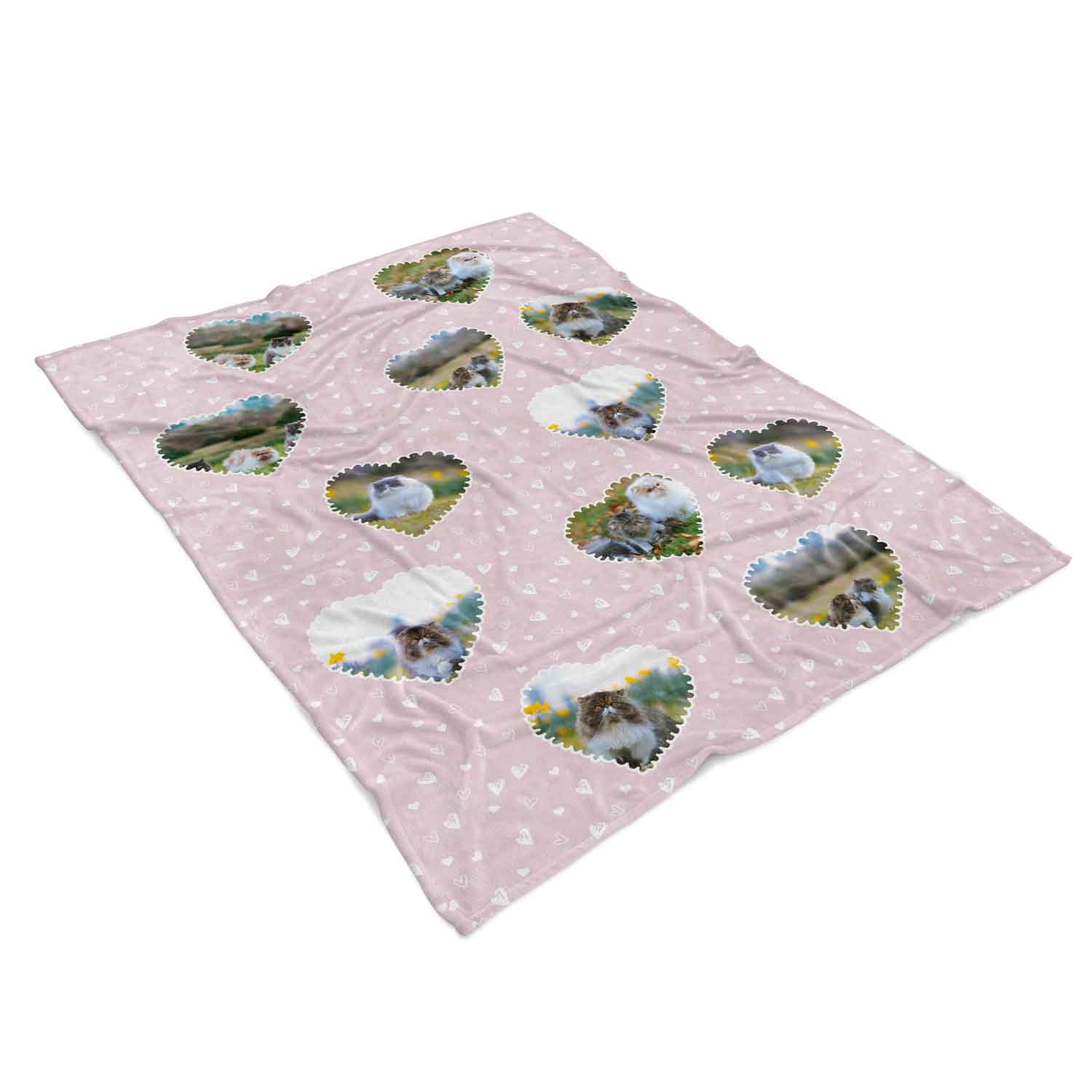 Lace Heart Collage Personalised Cat Blanket