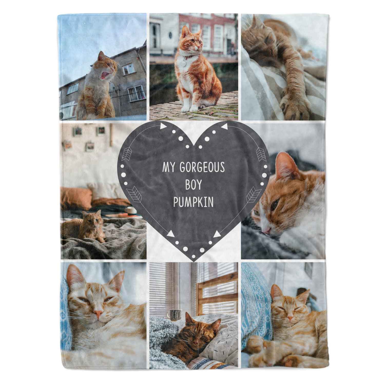 Photo Collage Personalised Blanket With Custom Heart Text
