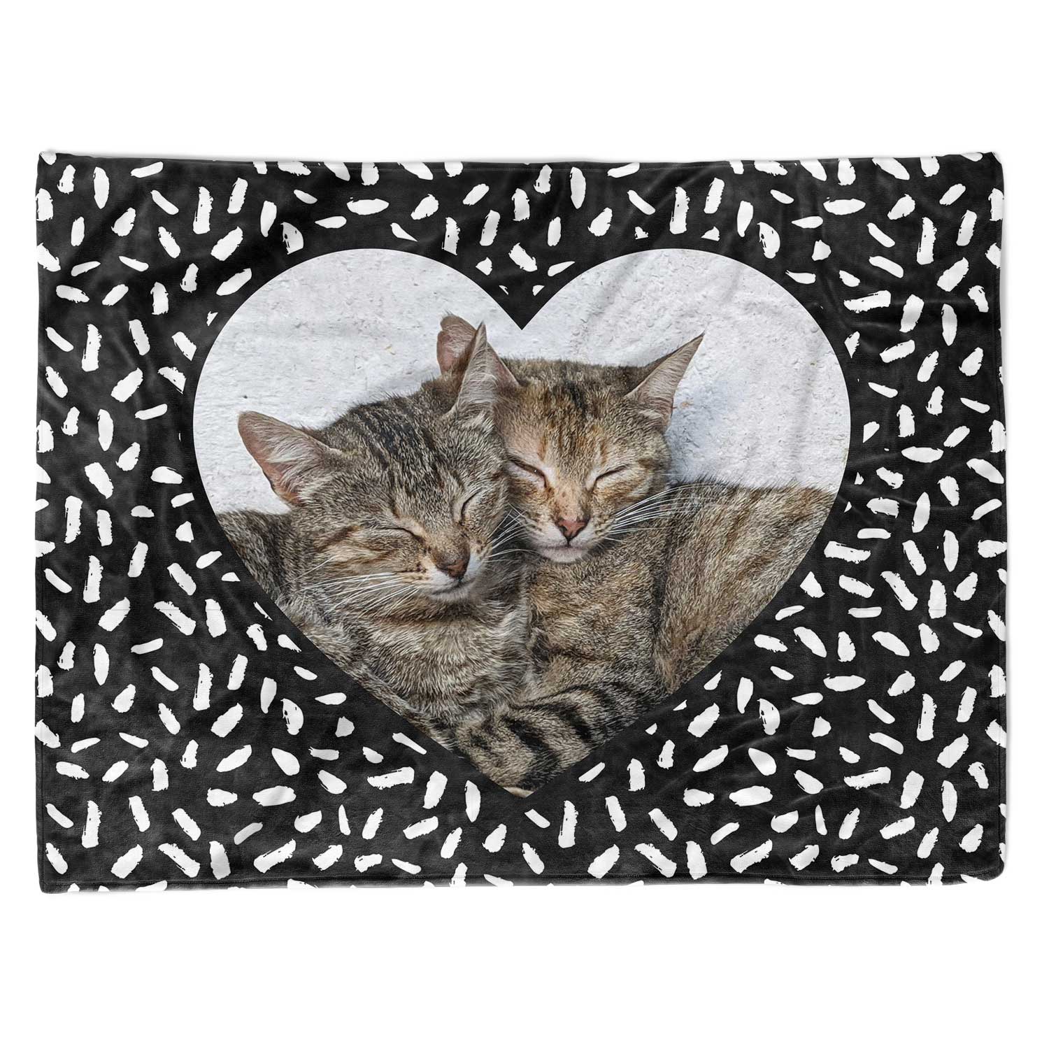Doodle Heart Shaped Photo Frame Personalised Cat Blanket