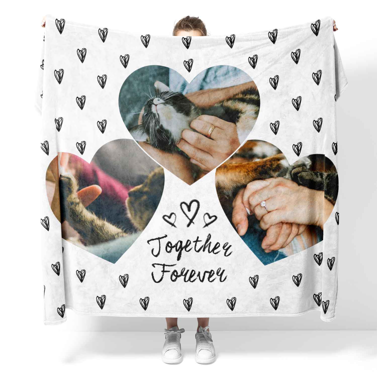 Together Forever Photo Collage Personalised Cat Blanket