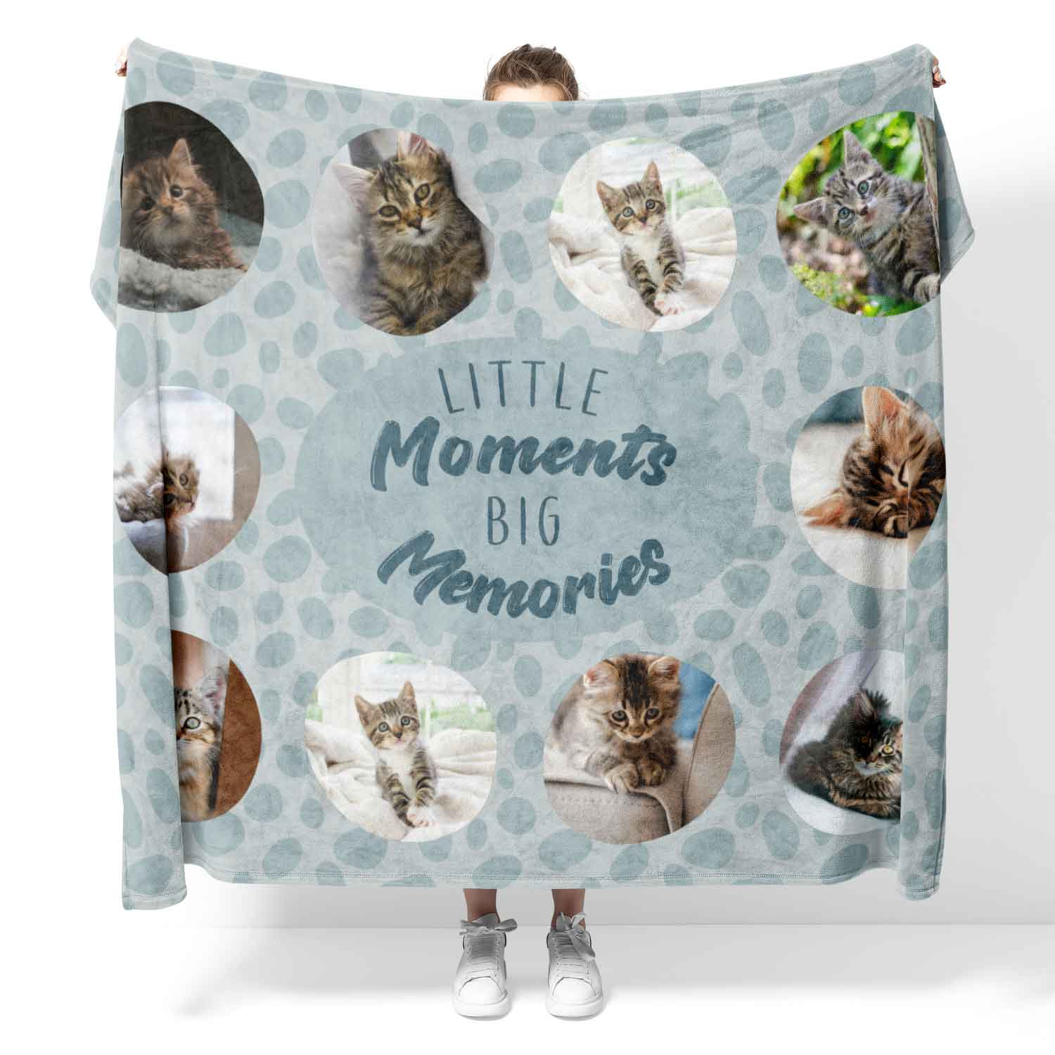 Little Moments Big Memories Photo Collage Personalised Cat Blanket