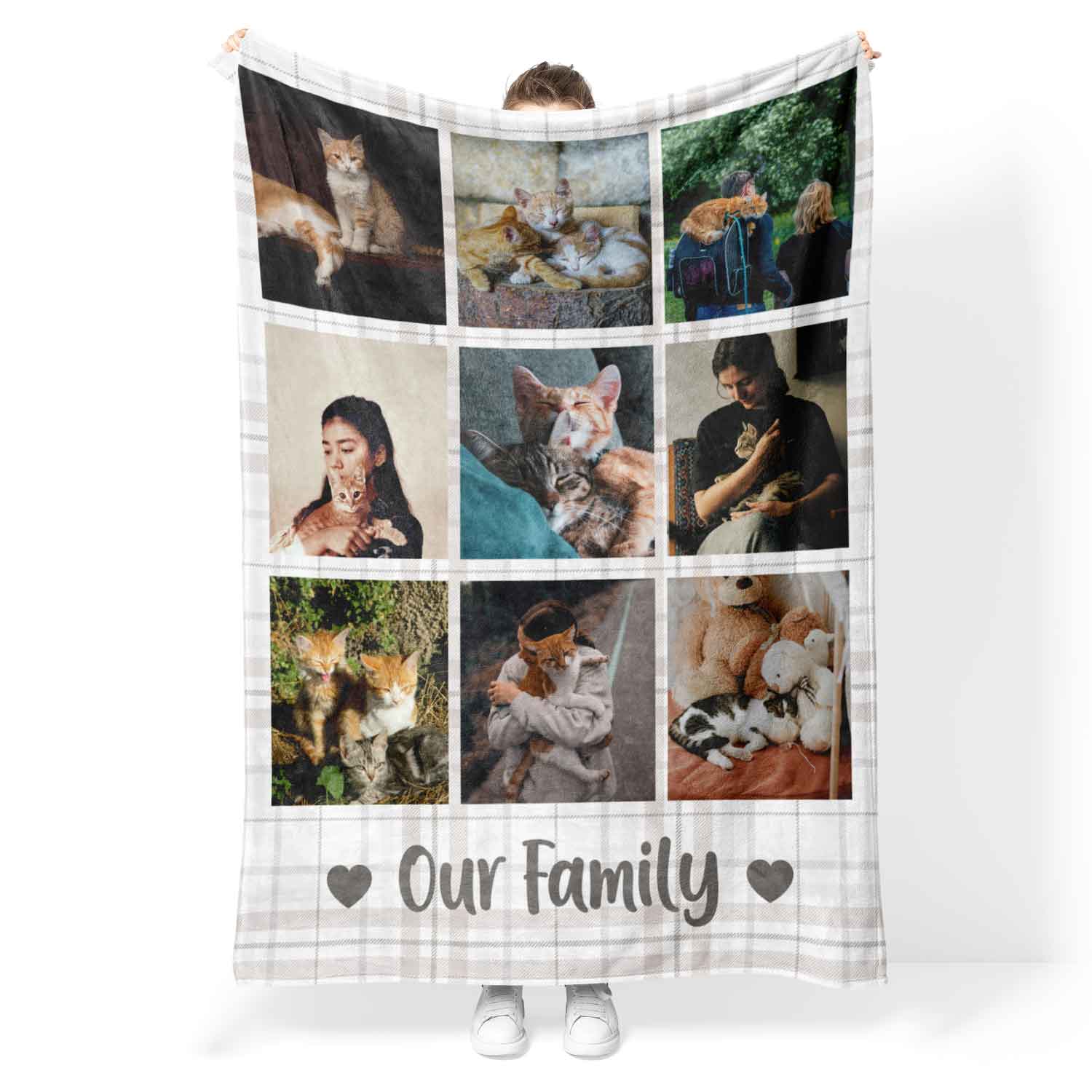 Our Family Photo Collage Personalised Cat Blanket