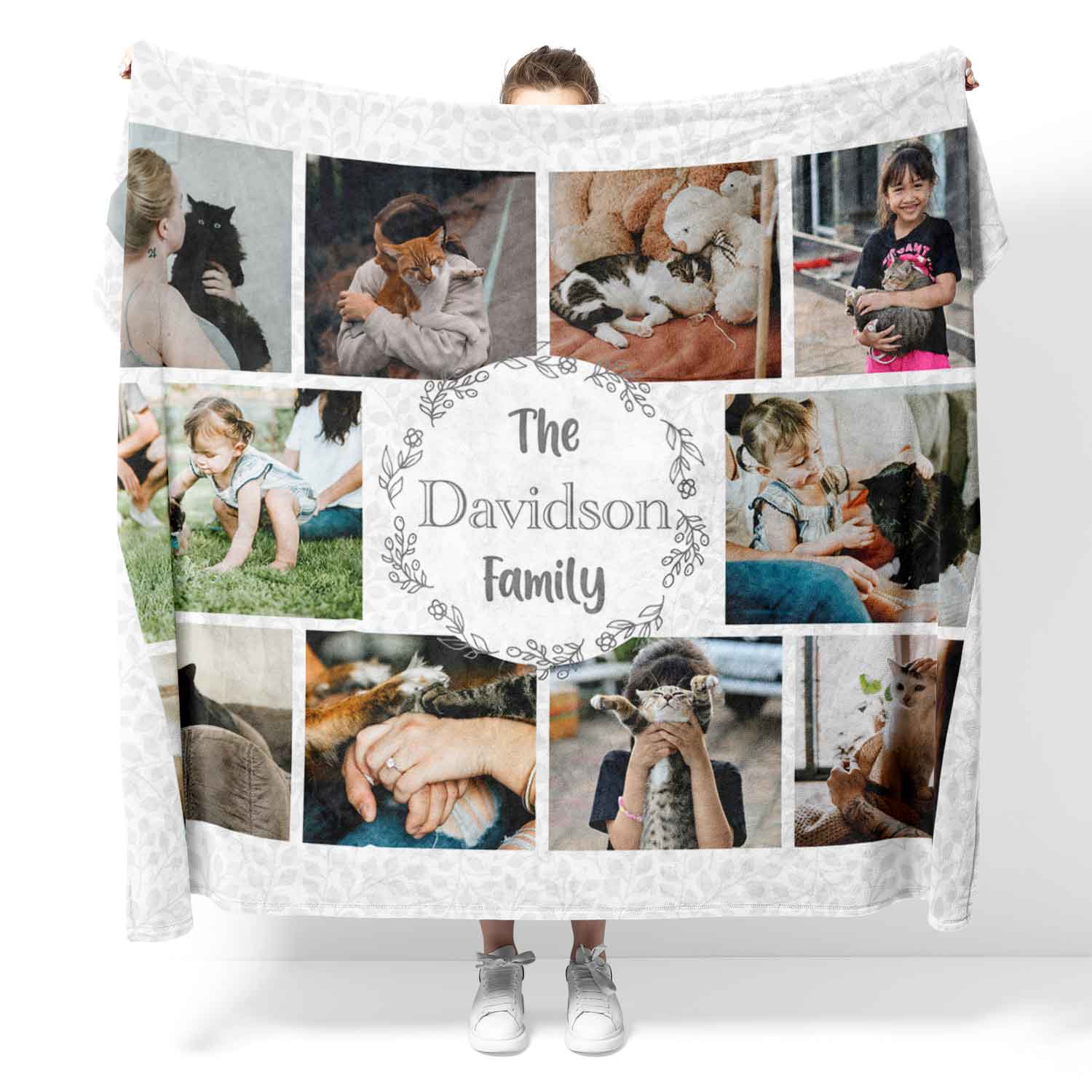The (Surname) Family Photo Collage Personalised Cat Blanket