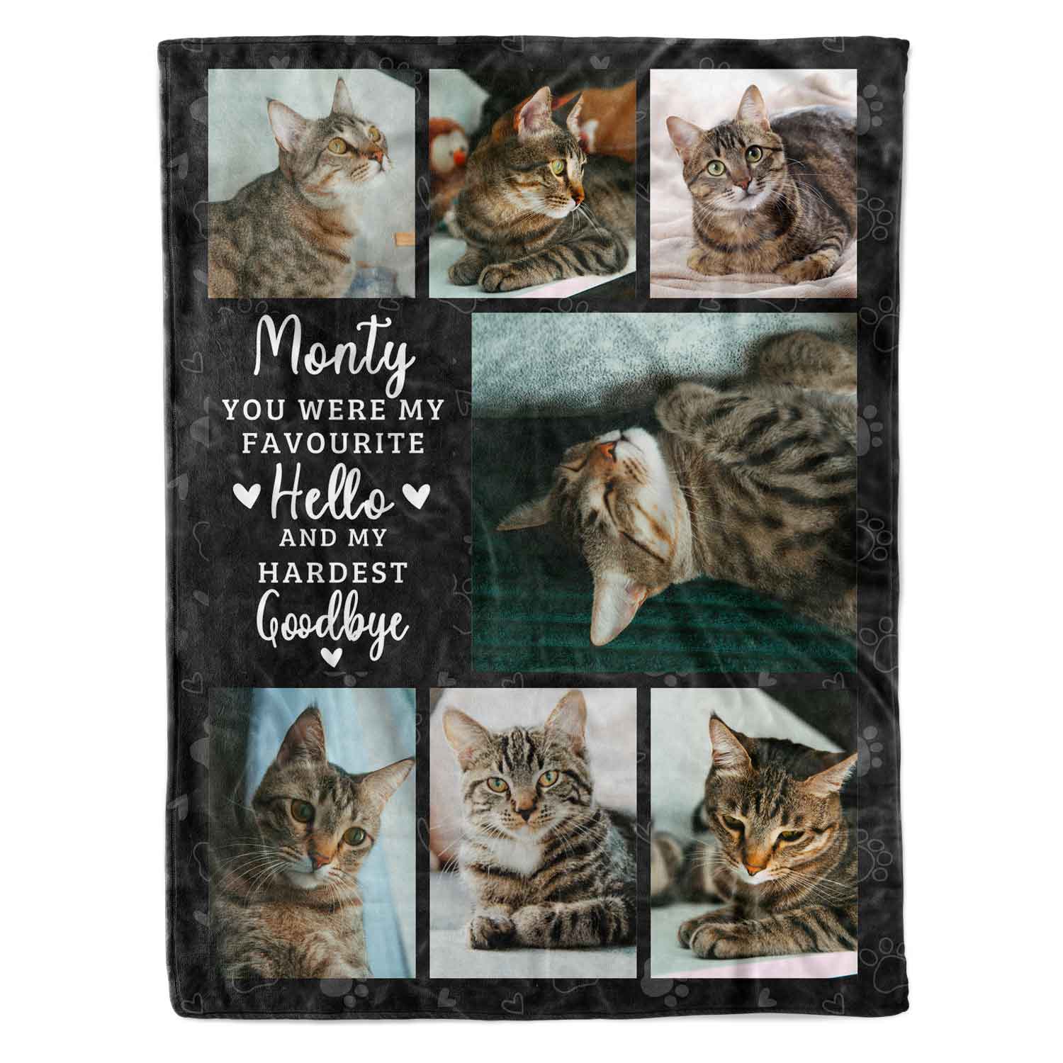 (Cat Name) Favourite Hello & Hardest Goodbye Photo Collage Memorial Blanket