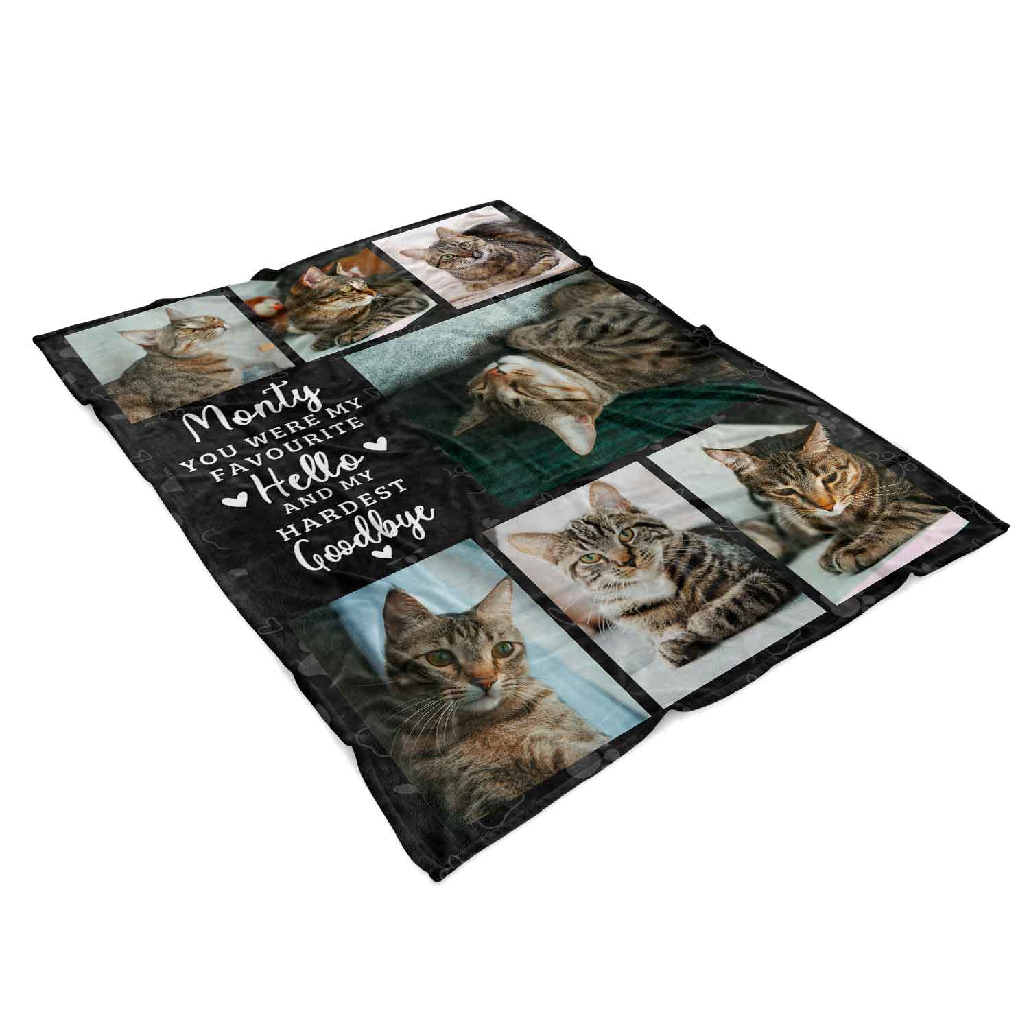 (Cat Name) Favourite Hello & Hardest Goodbye Photo Collage Memorial Blanket