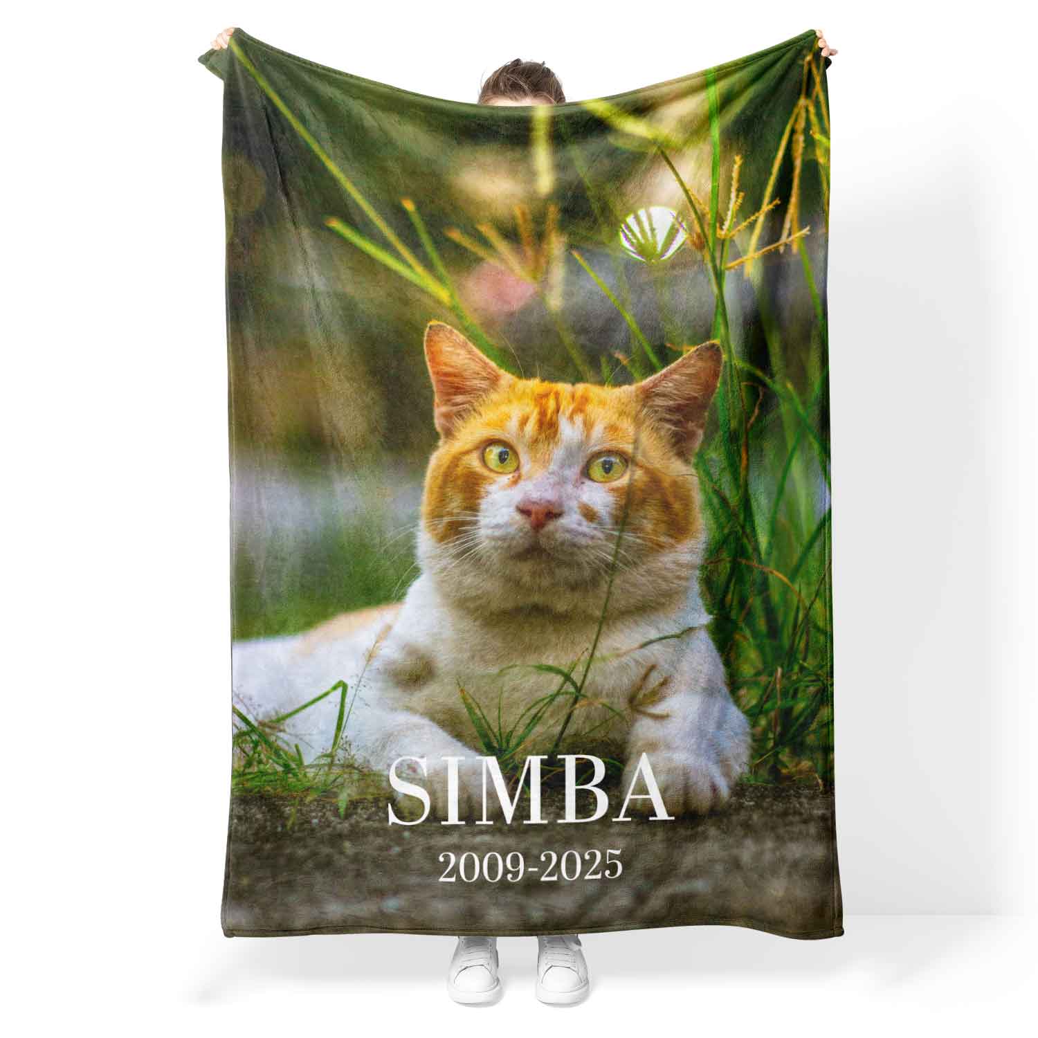 (Cat Name & Date) Full Photo Memorial Blanket