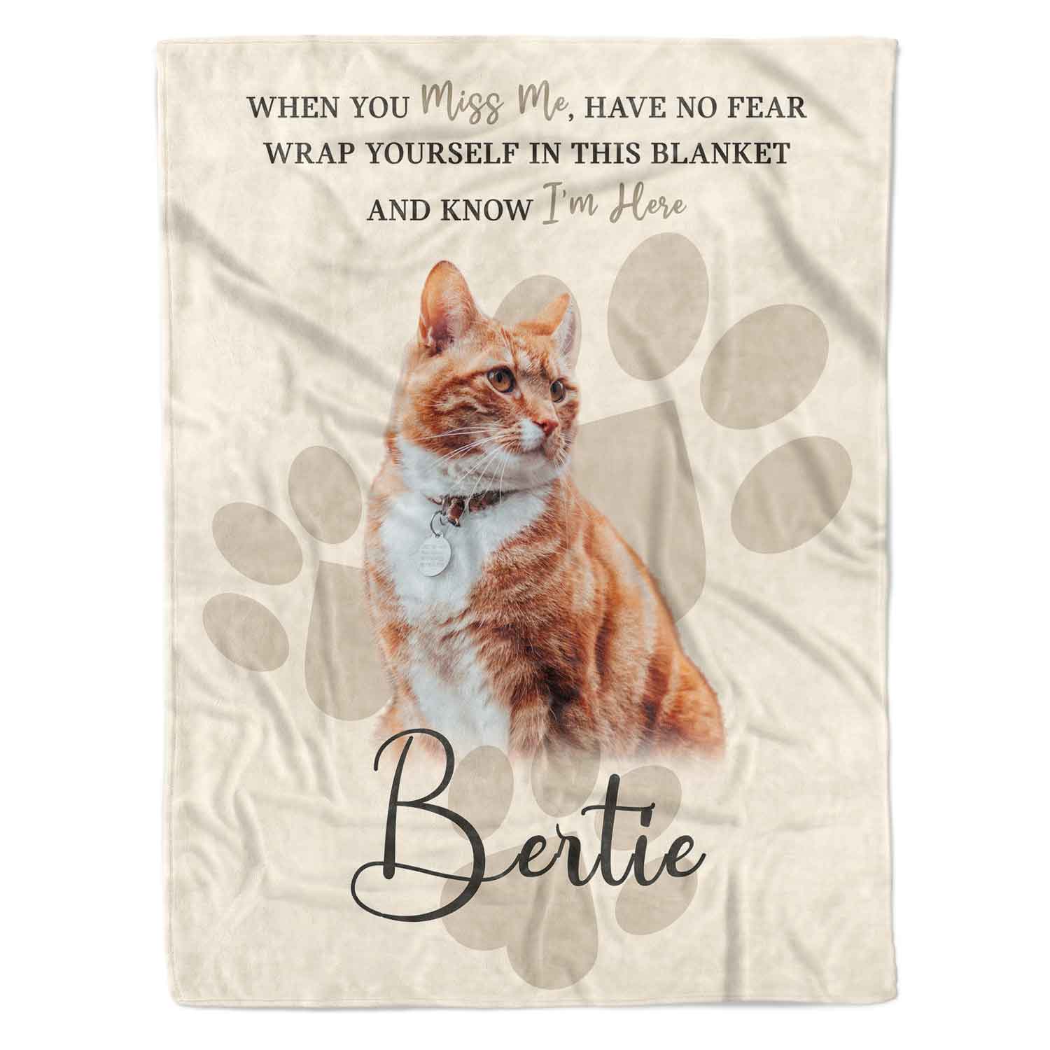 When You Miss Me Know I'm Here (Cat Name) Memorial Blanket