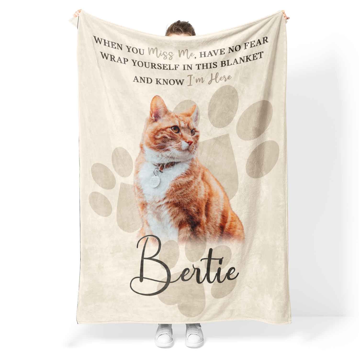 When You Miss Me Know I'm Here (Cat Name) Memorial Blanket
