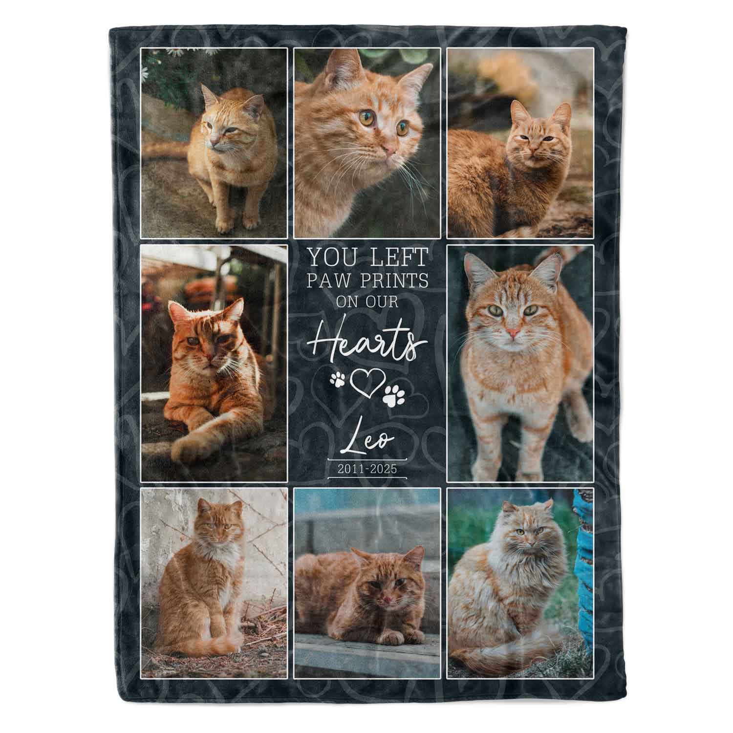 You Left Paw Prints On Our Hearts Cat Memorial Blanket