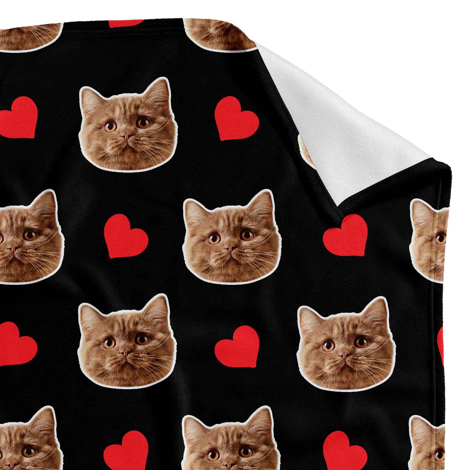 Your Cat Face Hearts Personalised Blanket